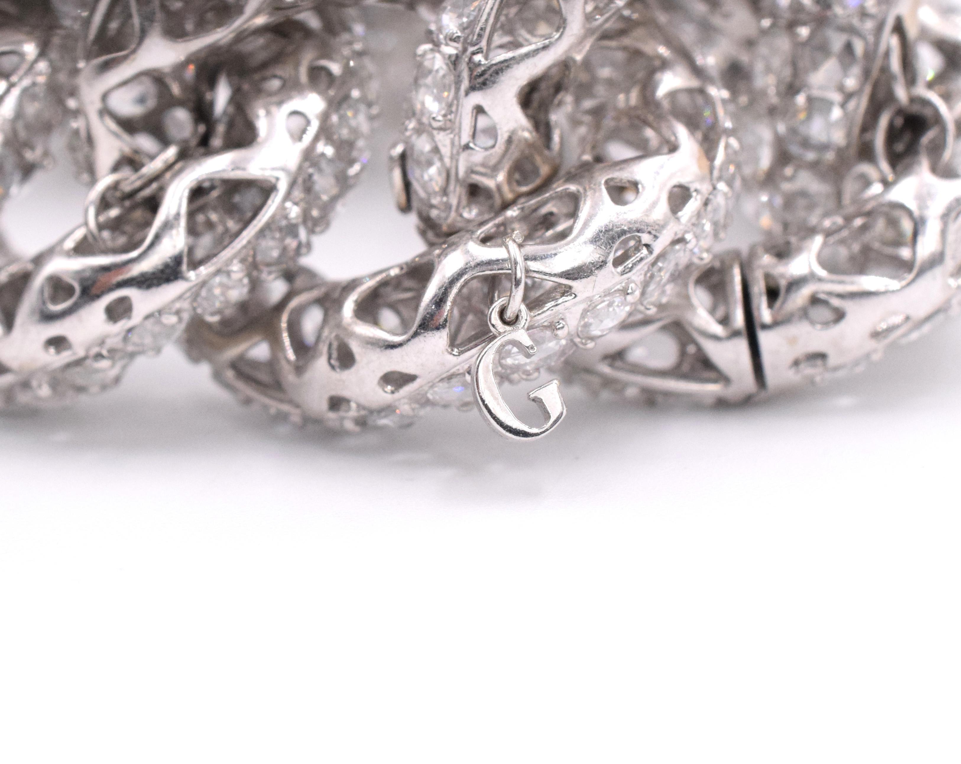 Artist Giovane Large Link Diamond Bracelet For Sale