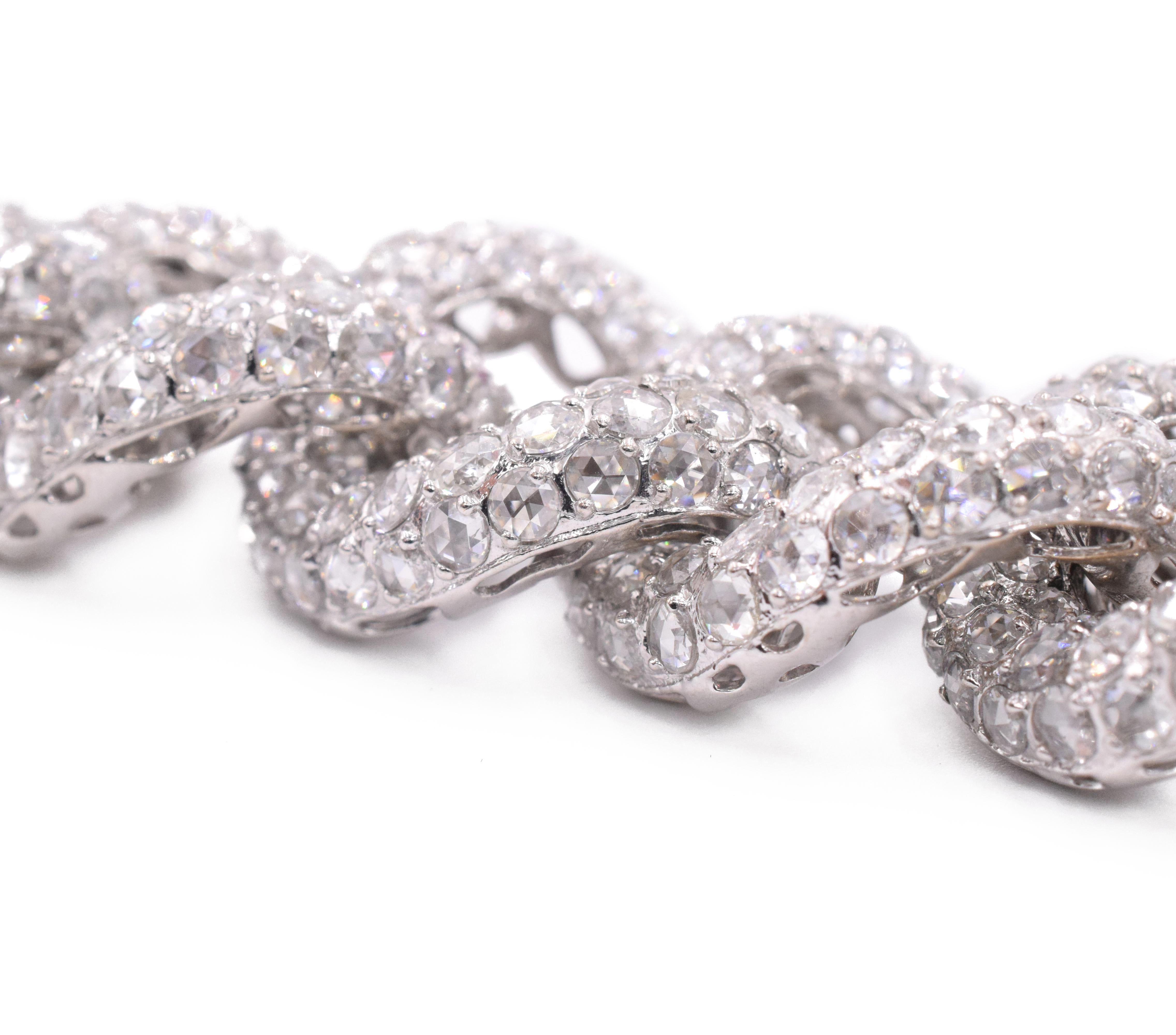 Rose Cut Giovane Large Link Diamond Bracelet For Sale