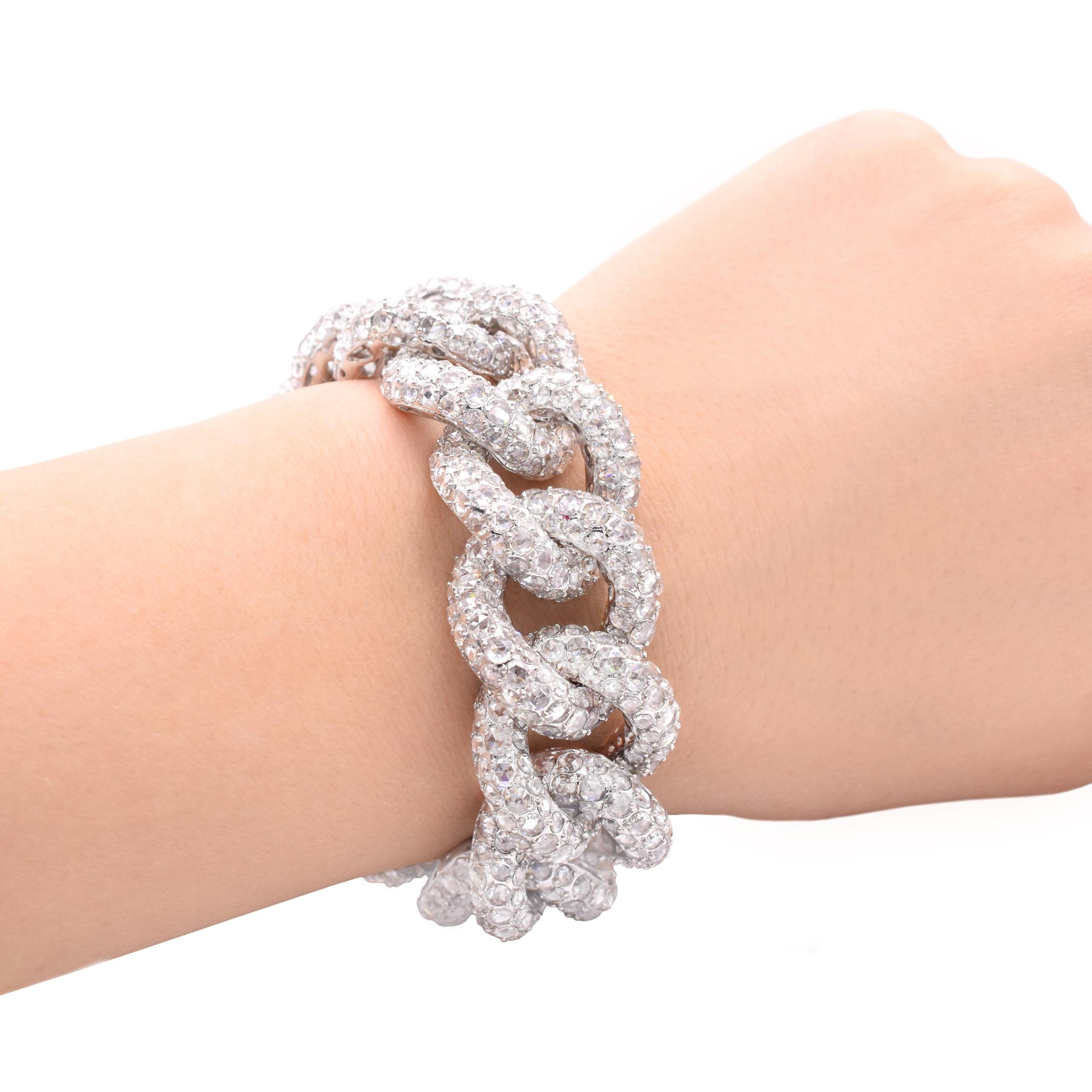 Women's or Men's Giovane Large Link Diamond Bracelet For Sale