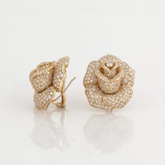 Giovane Rose Pavé Diamond Earrings in 18K Gold