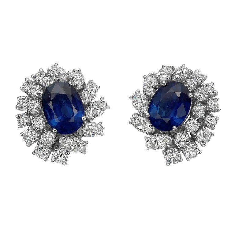 Giovane Sapphire Diamond Cluster Earrings In Excellent Condition In Greenwich, CT