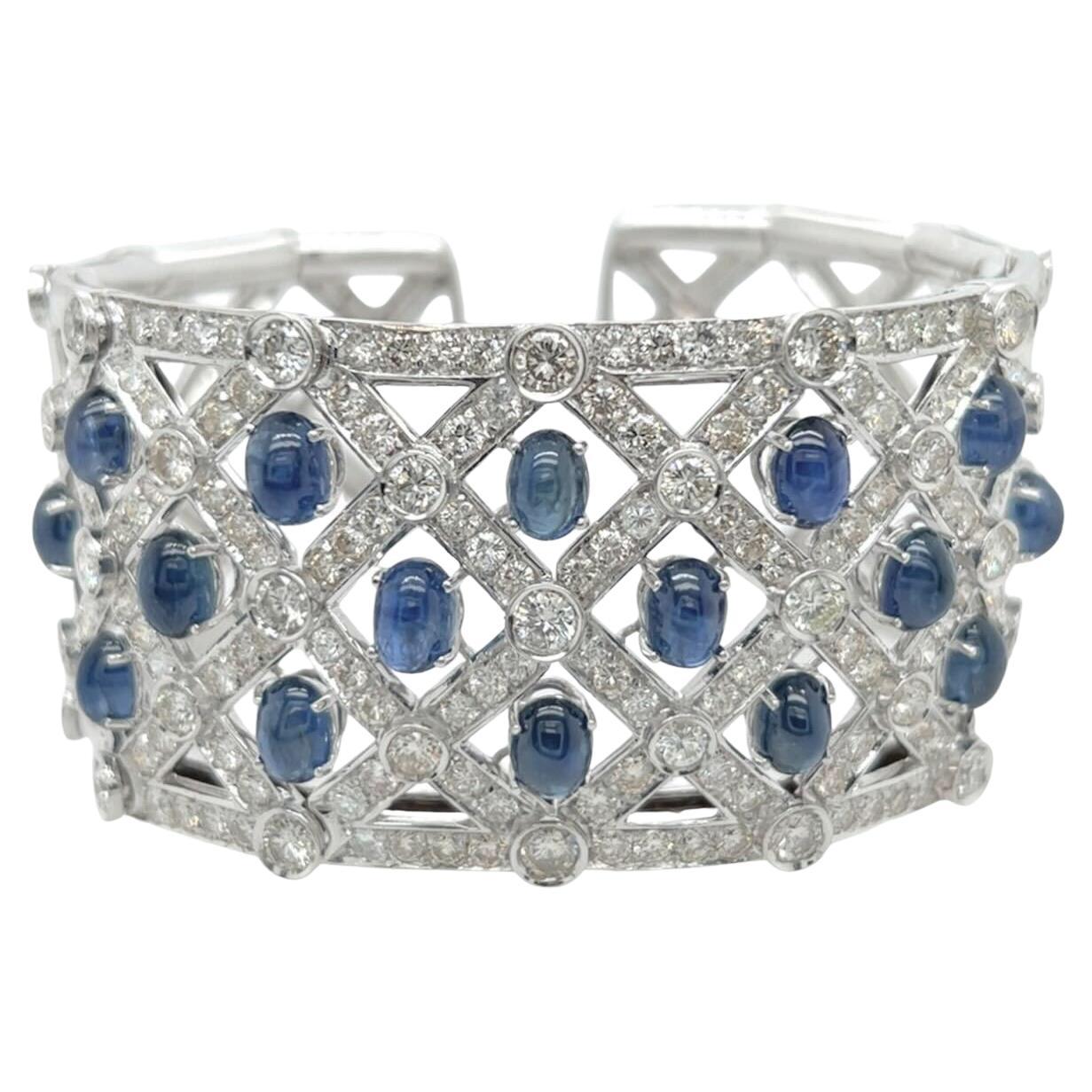 GIOVANE White Gold, Sapphire and Diamond Cuff Bracelet 