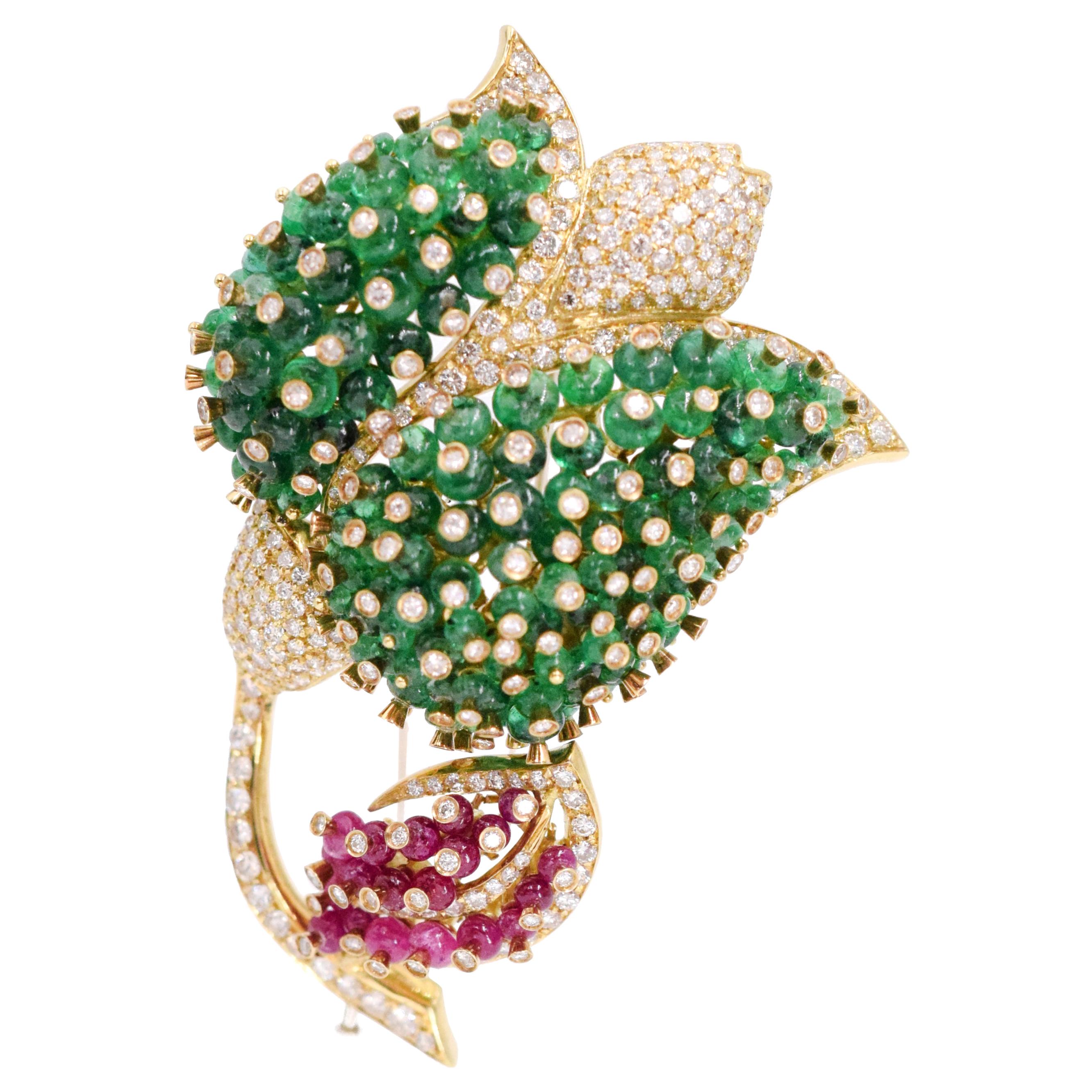 Giovani Gemstone and Diamond Brooch For Sale