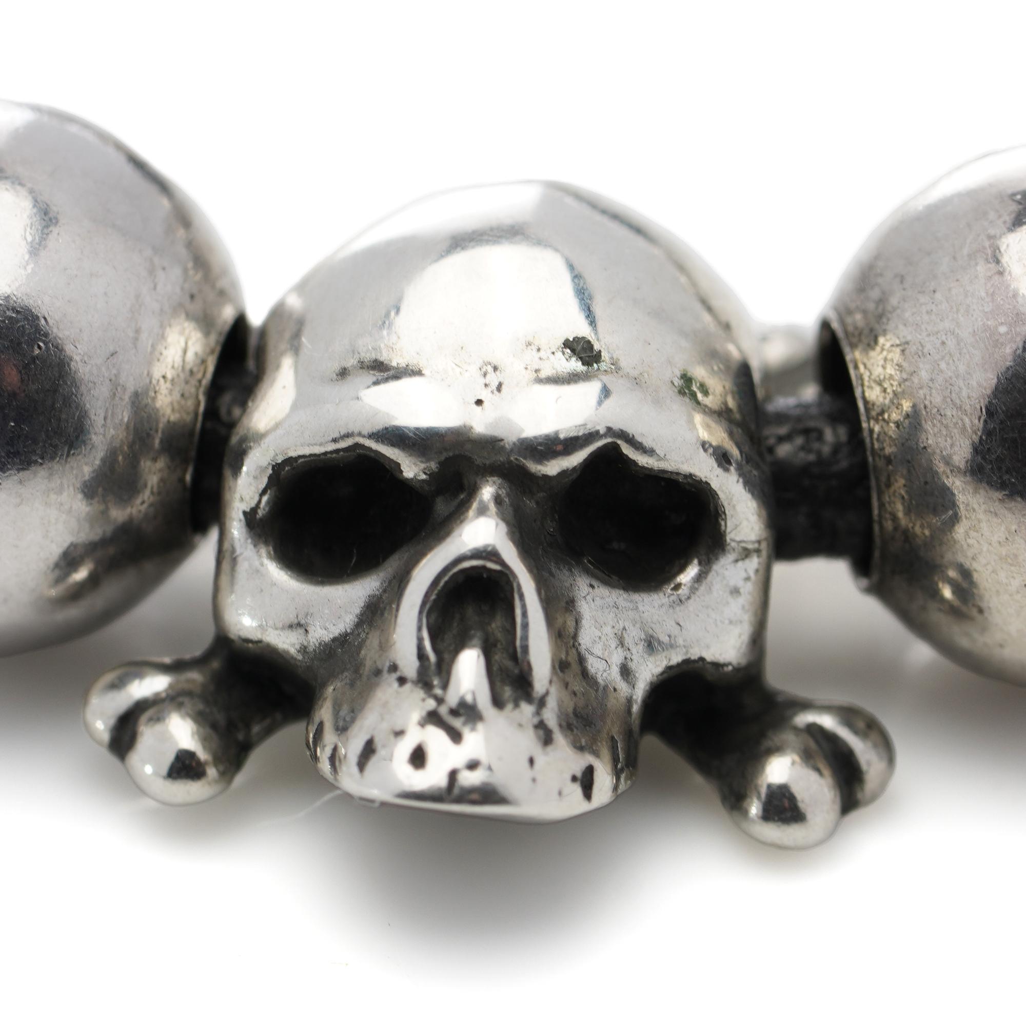 Giovani Raspini, bracelet de perles en argent sterling 925 avec accents de crâne Bon état - En vente à Braintree, GB