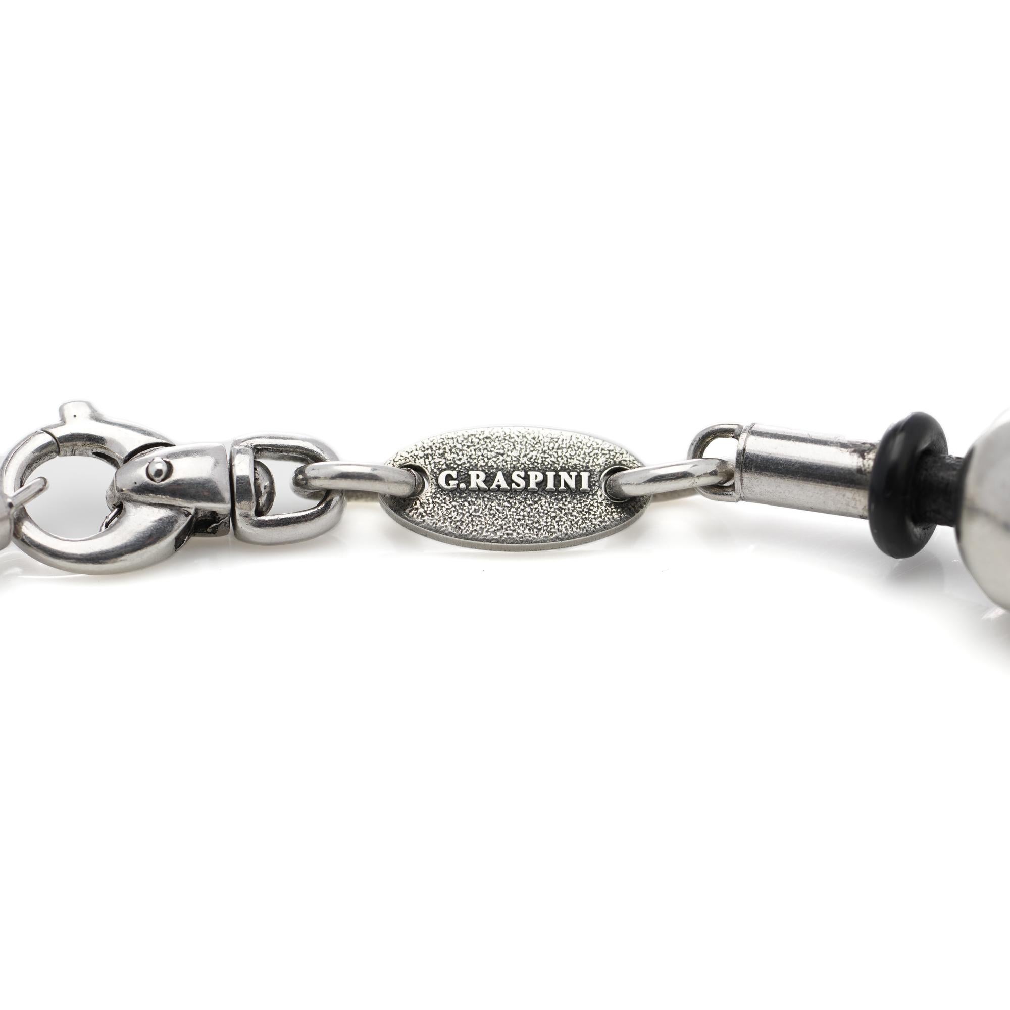 Giovani Raspini sterling 925 silver bead bracelet with skull accents For Sale 2