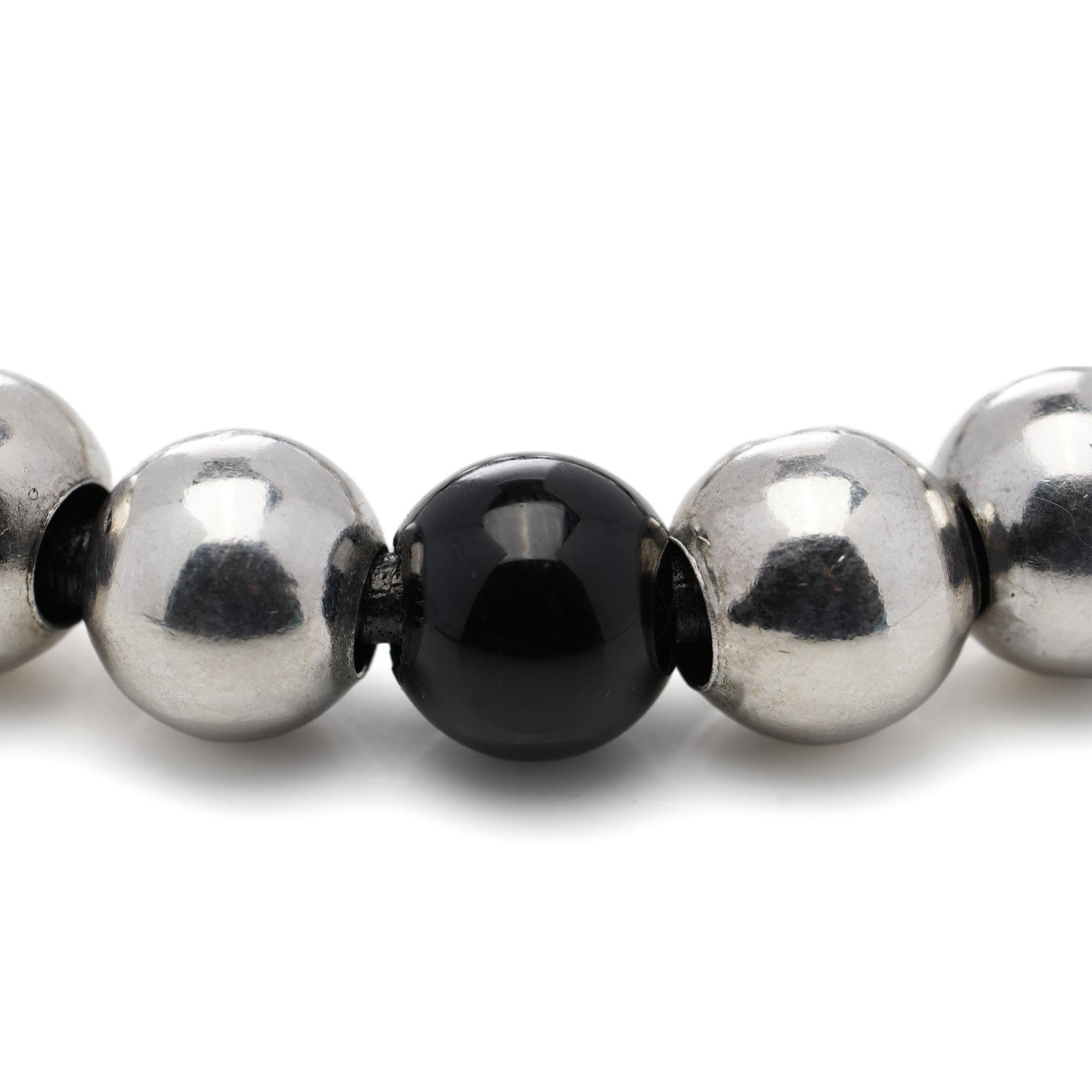 Giovani Raspini sterling 925 silver bead bracelet with skull accents 1