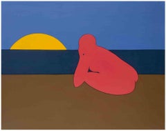 Figure on the Beach - Acrylic by Giovanna Picciau - 1968