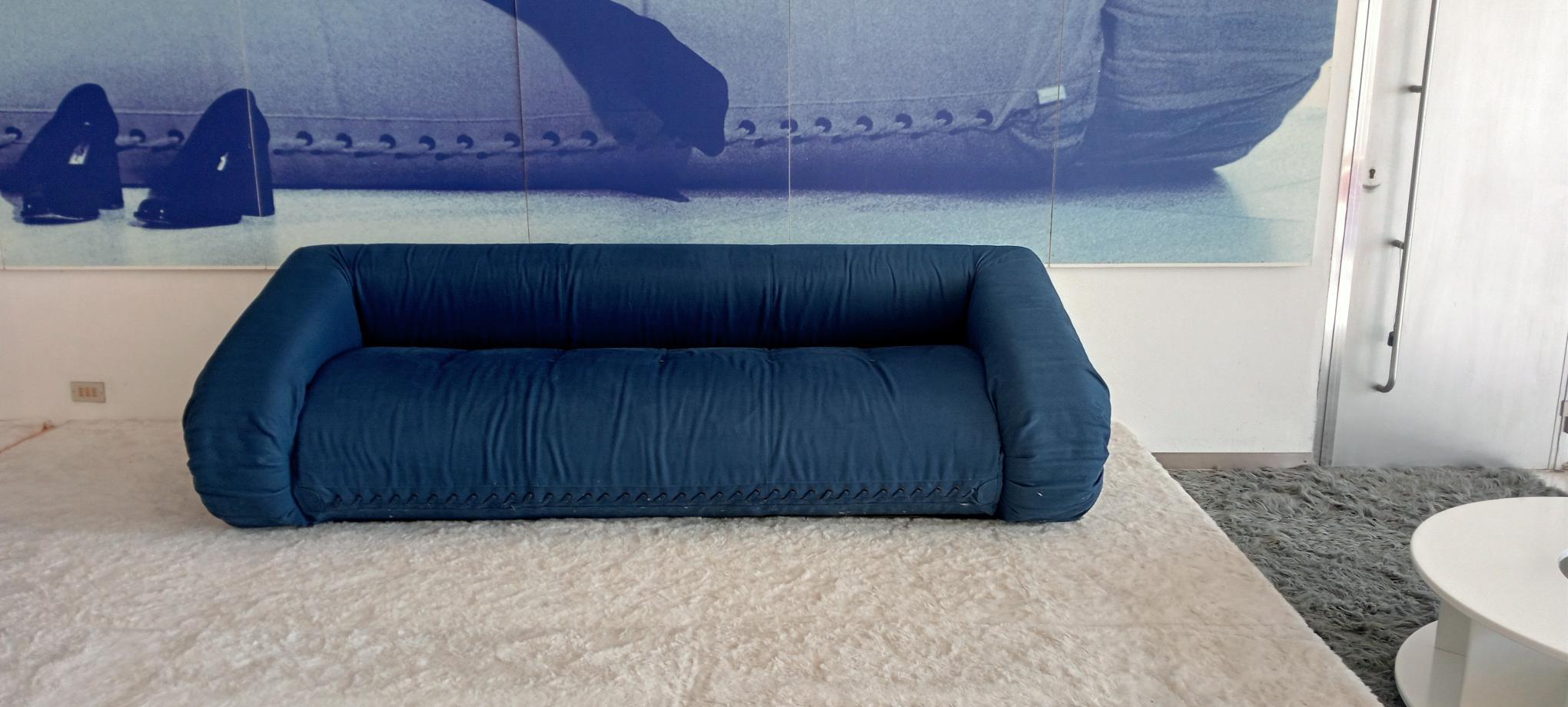 Giovannetti, 1970s Anfibio Sofá Plegable Color Azul, algodón, Proyecto, Becchi Moderno en venta