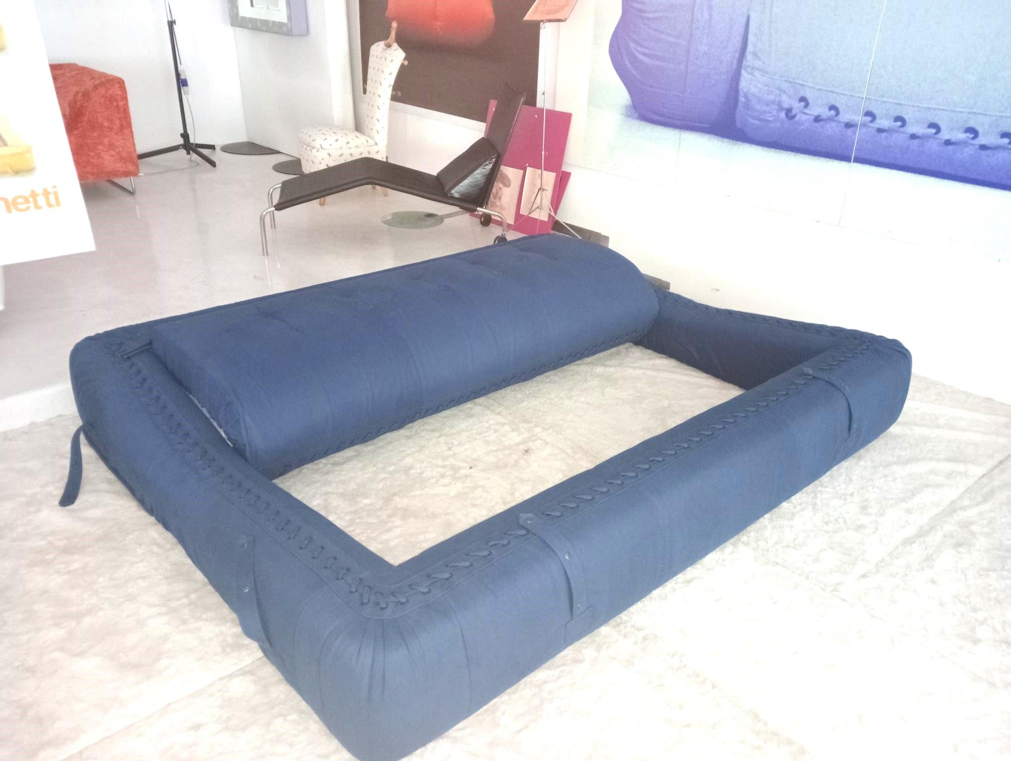 Italian Giovannetti, 1970s Anfibio Foldable Sofa Blue Colored, cotton, Project, Becchi For Sale