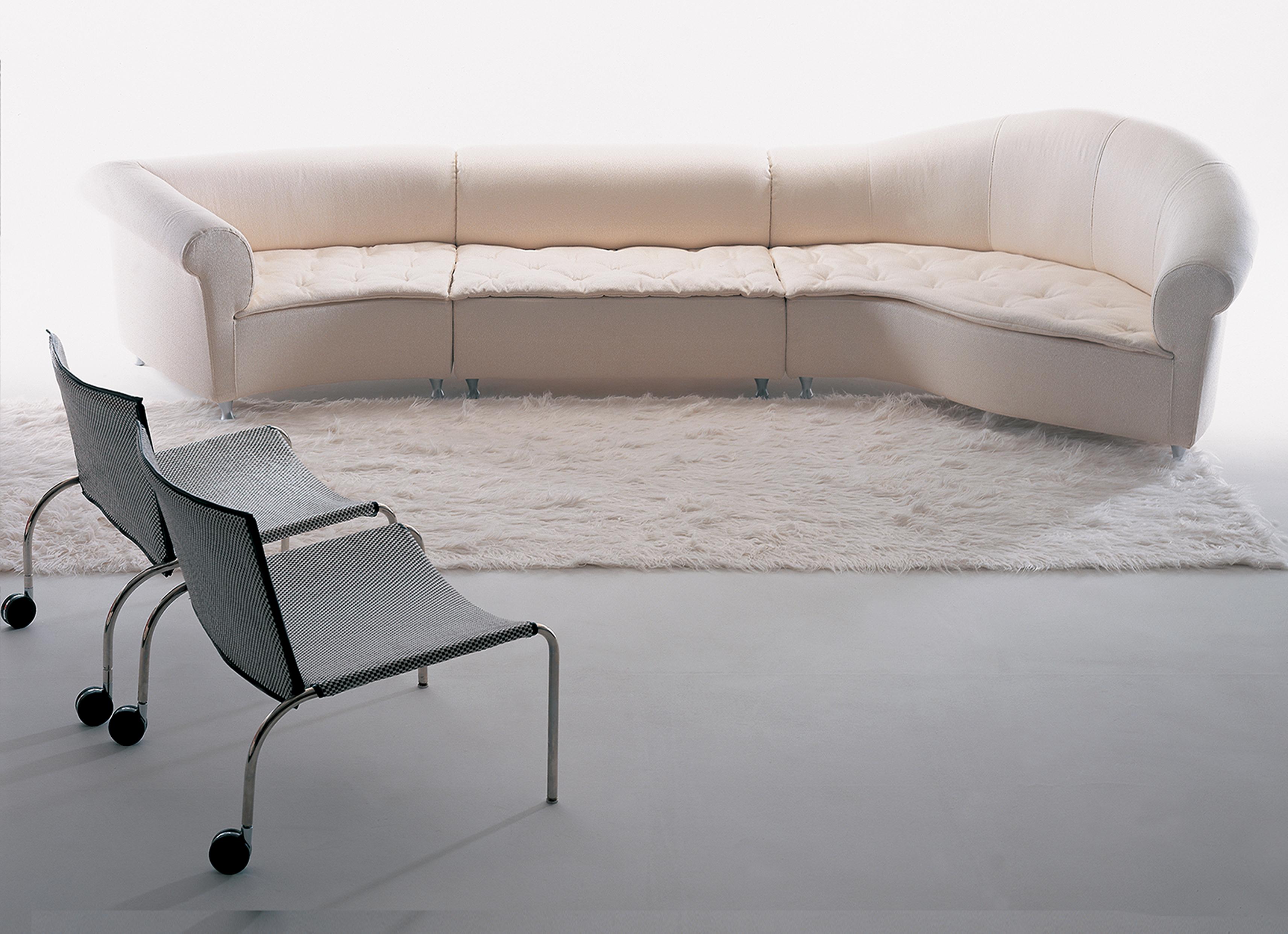 Modern Giovannetti, 90s contemporary modular leather sofa by S. Giobbi, White, Galassia For Sale