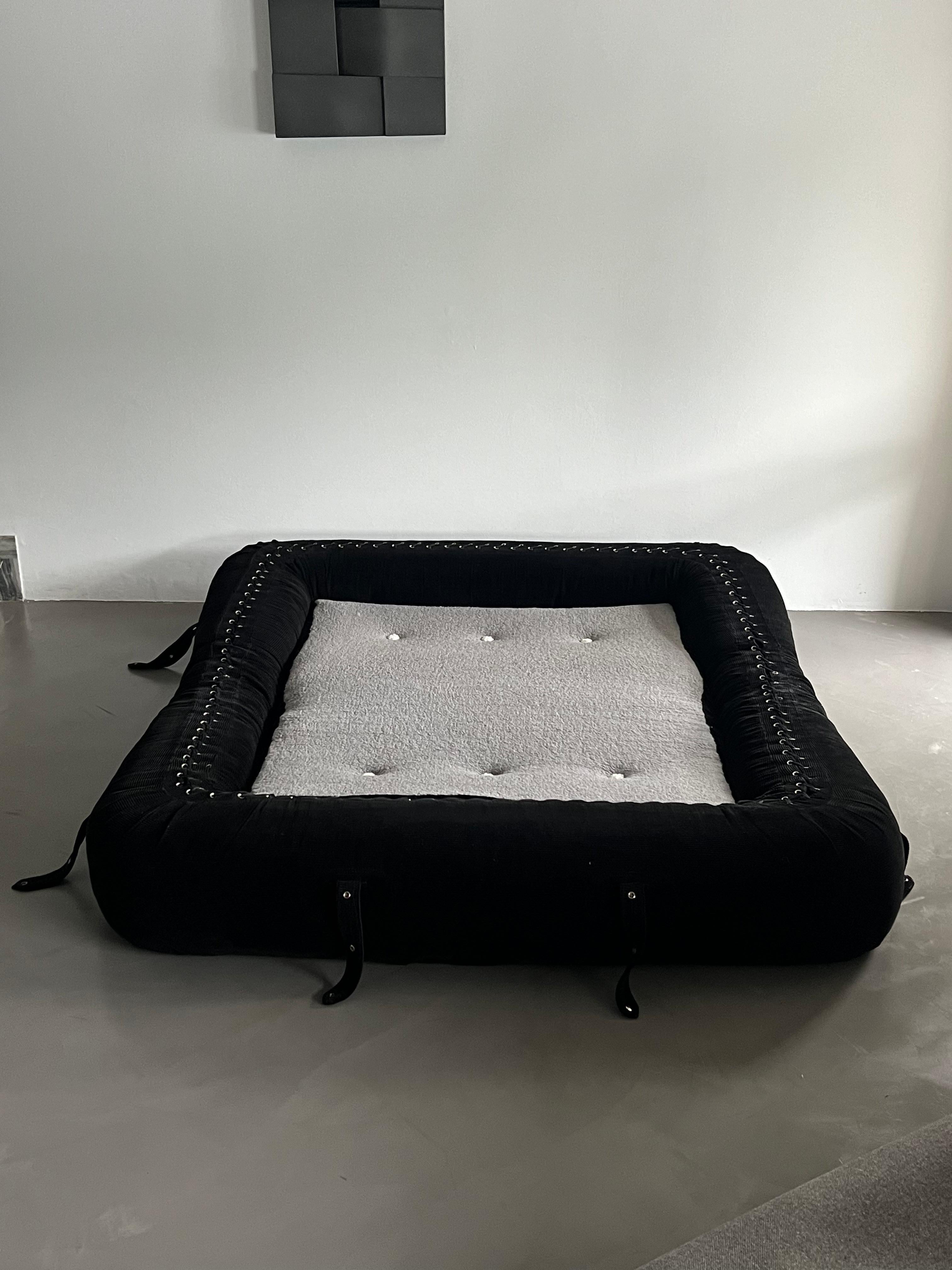 Designer Sofa Bed , Black Velvet , Timeless look , Anfibio by Alessandro Becchi For Sale 3