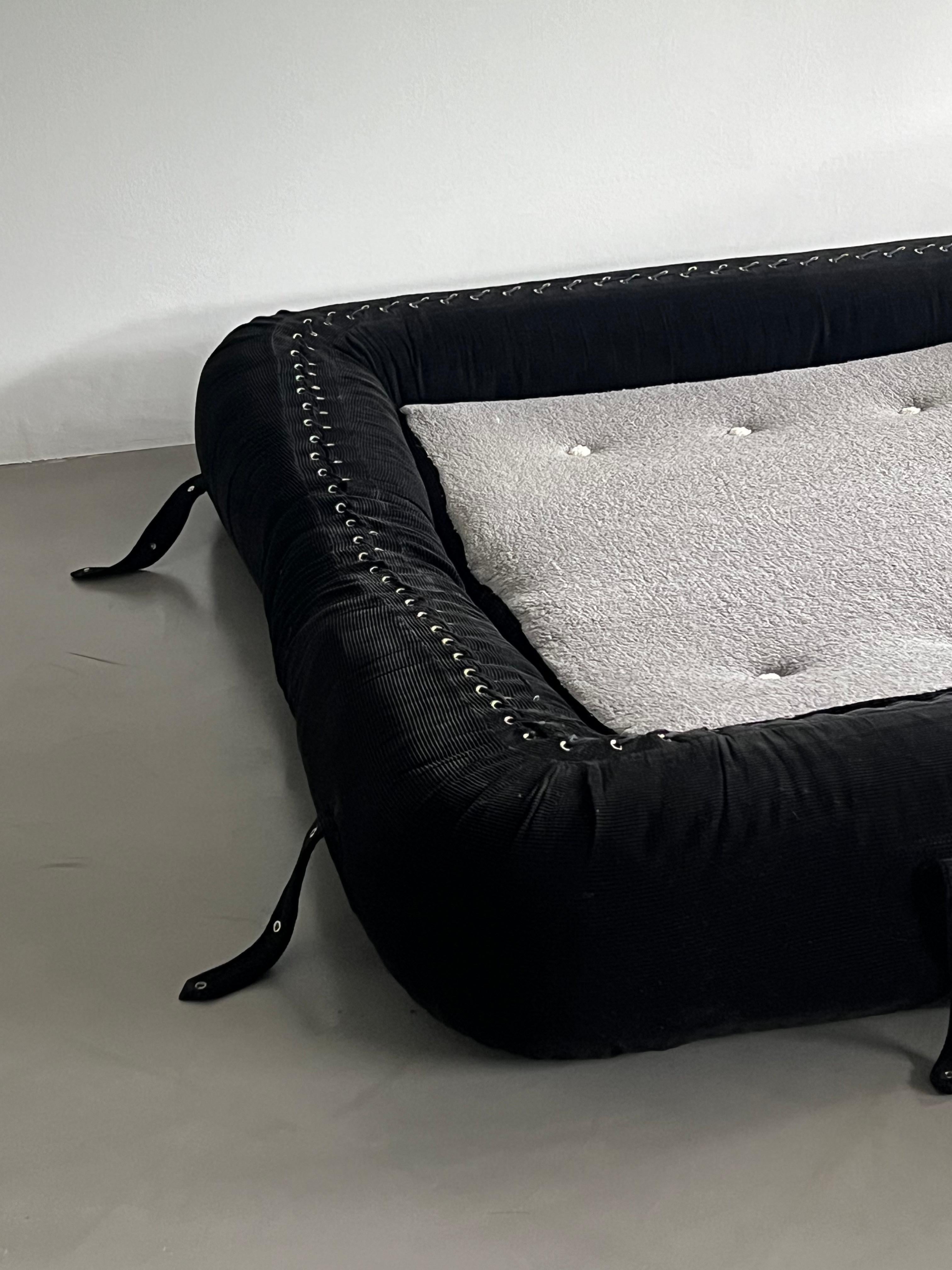 Designer Sofa Bed , Black Velvet , Timeless look , Anfibio by Alessandro Becchi For Sale 4