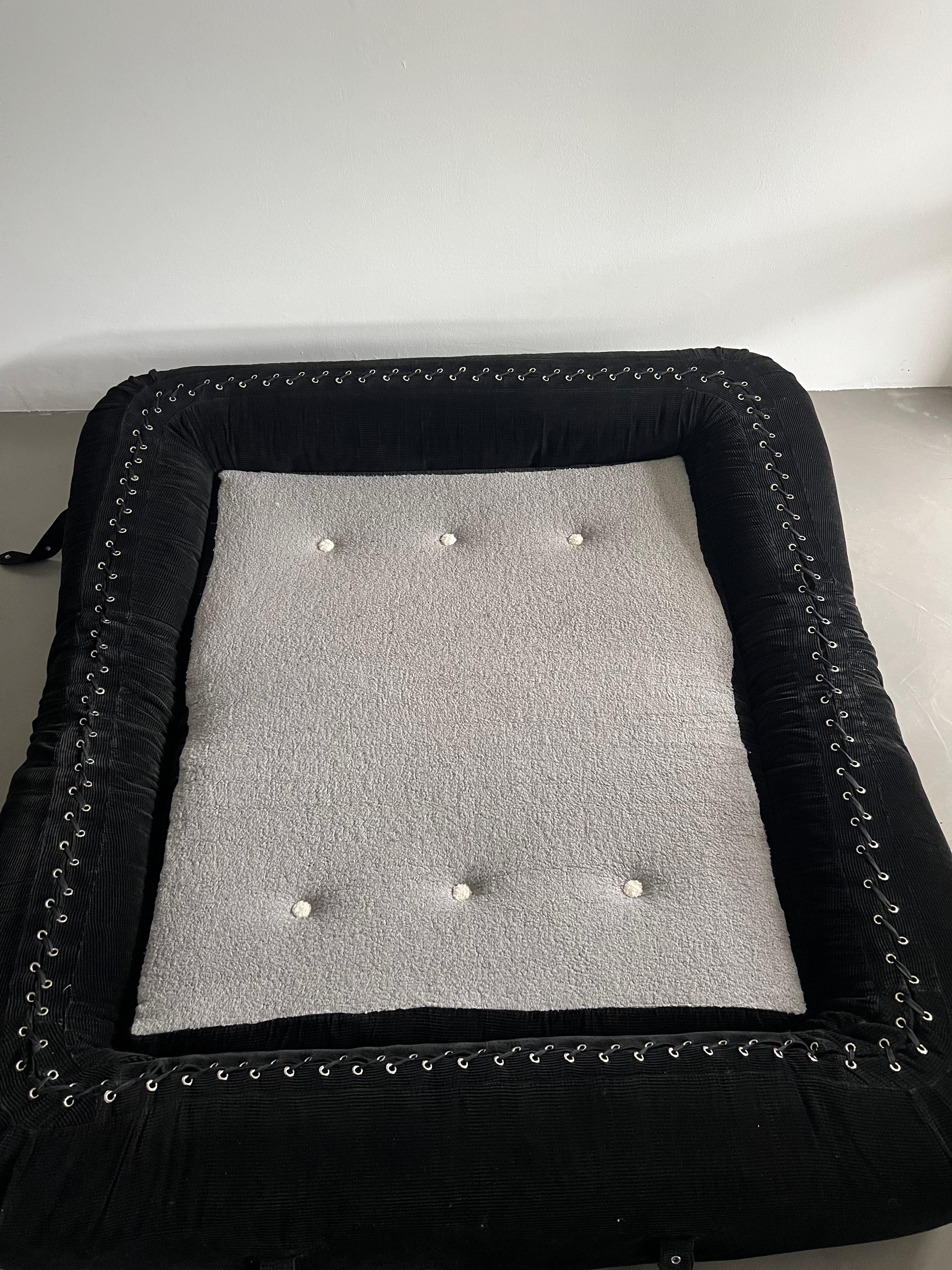 Designer Sofa Bed , Black Velvet , Timeless look , Anfibio by Alessandro Becchi For Sale 5