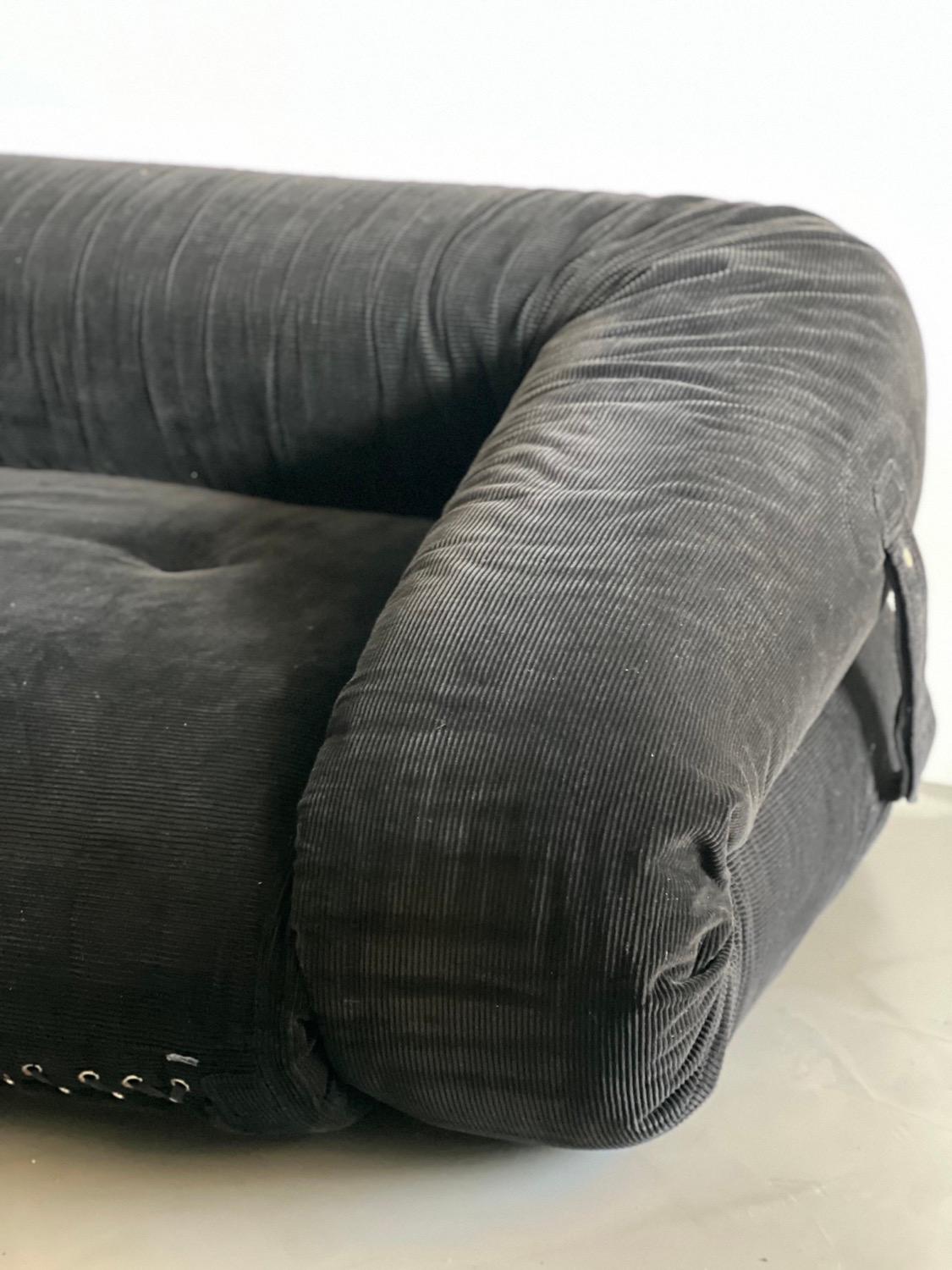 Italian Designer Sofa Bed , Black Velvet , Timeless look , Anfibio by Alessandro Becchi For Sale