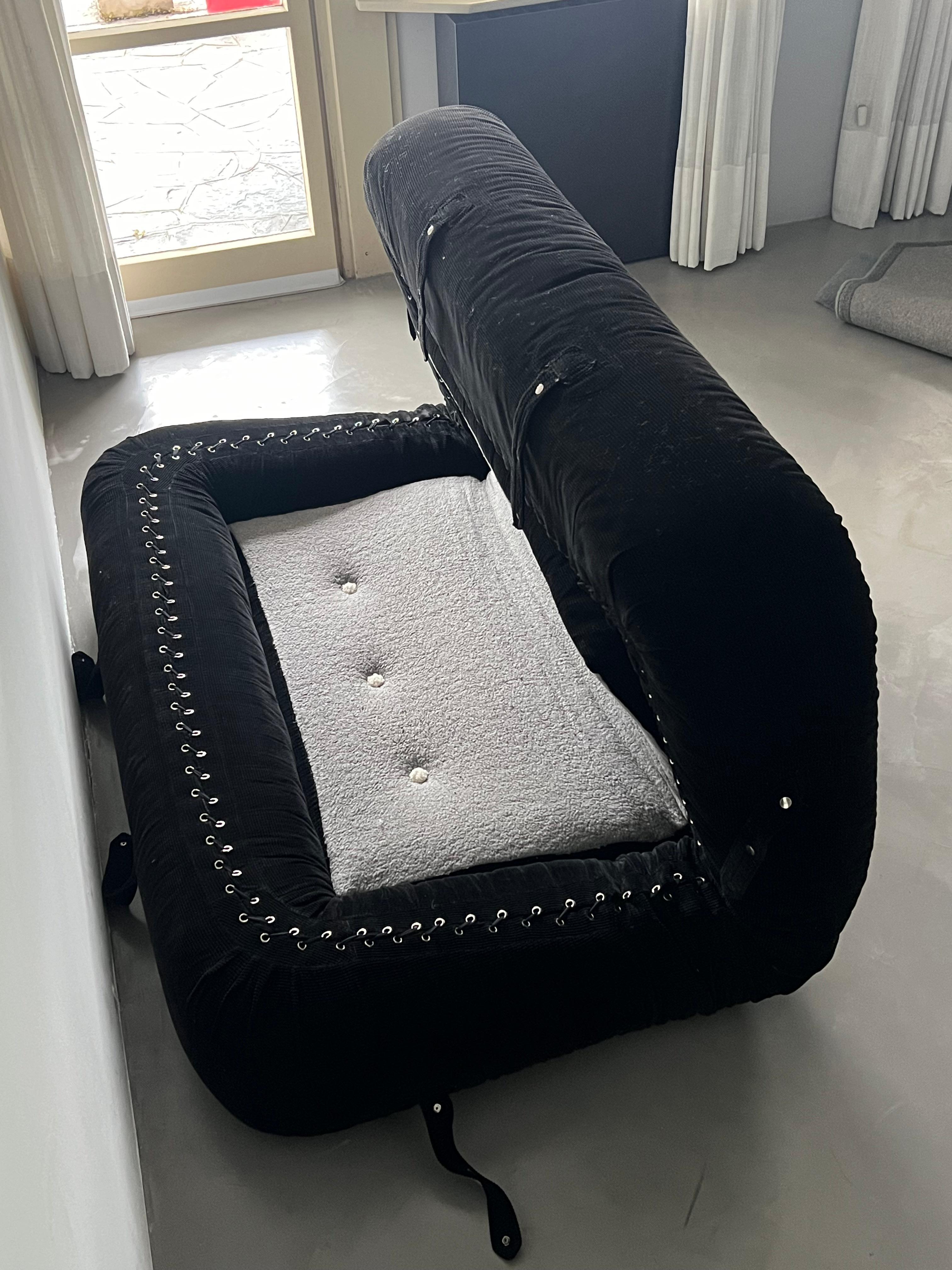 Designer Sofa Bed , Black Velvet , Timeless look , Anfibio by Alessandro Becchi For Sale 2