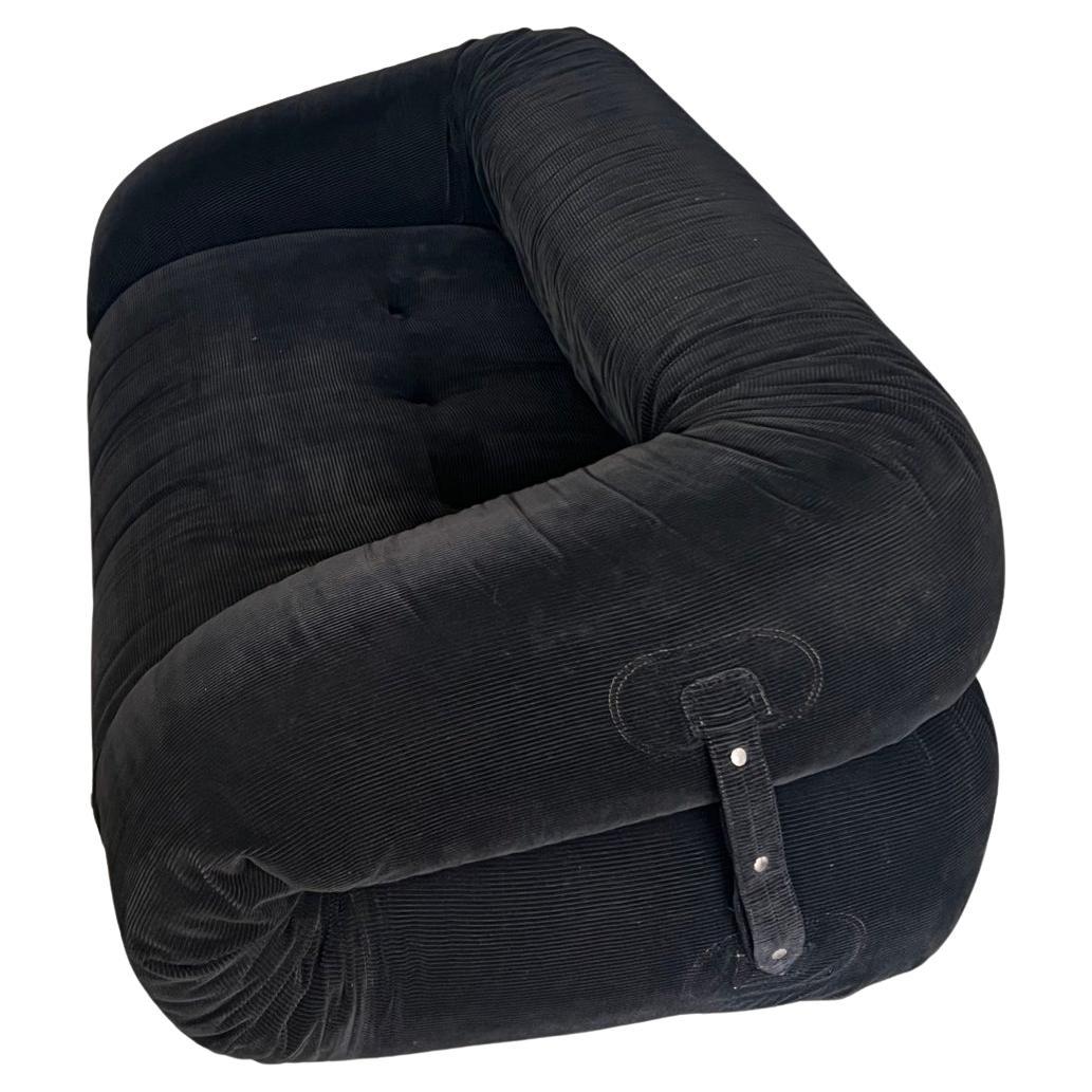 Designer Sofa Bed , Black Velvet , Timeless look , Anfibio by Alessandro Becchi