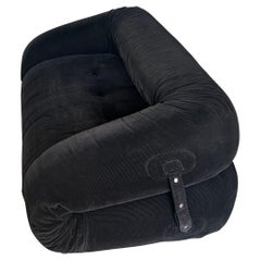 Used Designer Sofa Bed , Black Velvet , Timeless look , Anfibio by Alessandro Becchi