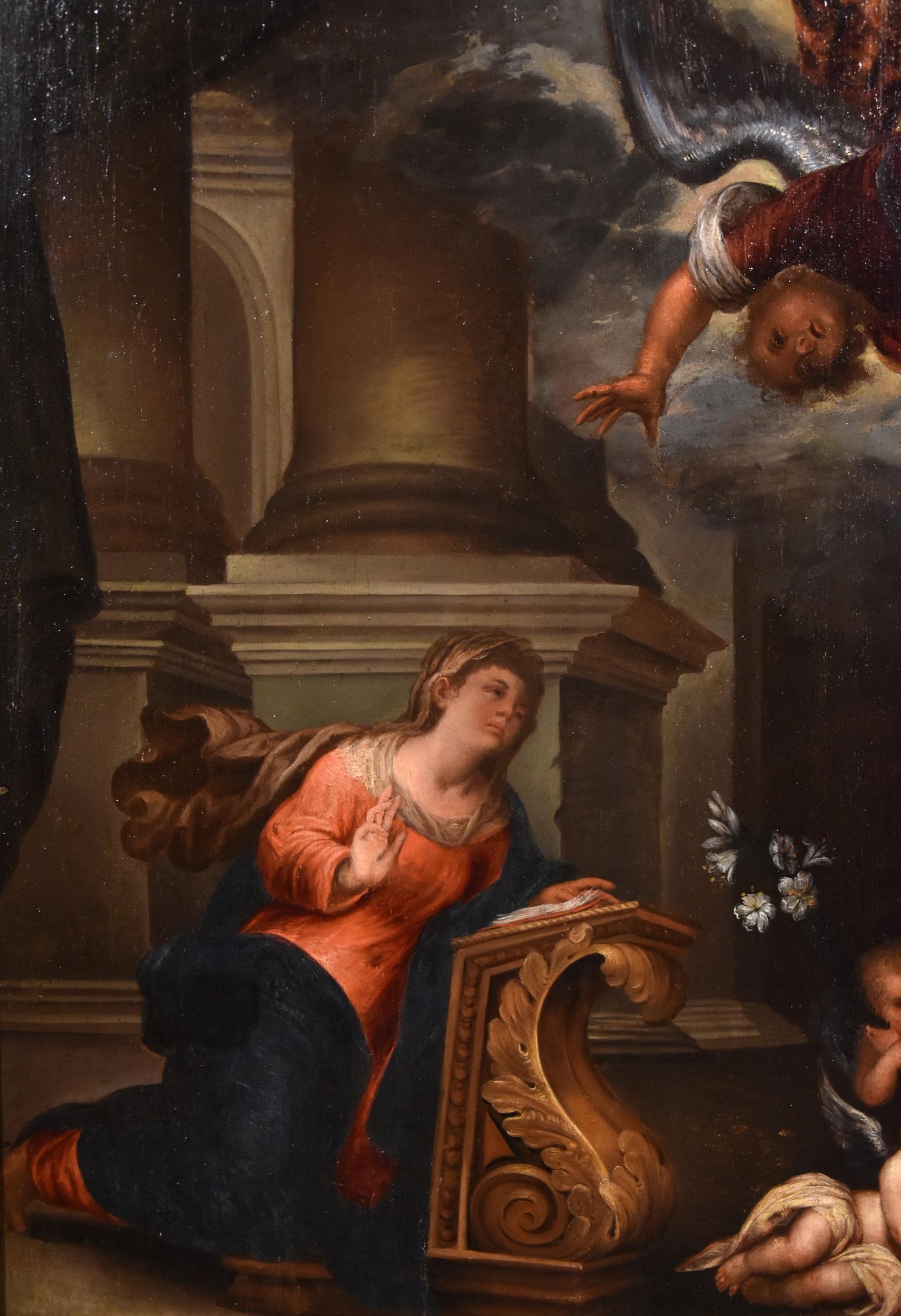 Giovanni Andrea Ansaldo (Genoa, Voltri 1584 - Genoa 1638)
The Annunciation
Oil on panel (100 x 82 cm, framed 111 x 93 cm)

The beautiful Annunciation that we show you is the work of Andrea Ansaldo, one of the most interesting painters of the early