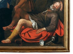 17th Century Noah's Drunkness Andrea de Ferrari Biblical Theme Oil on Canvas