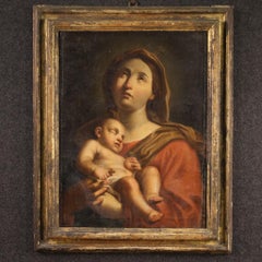 17. Jahrhundert Öl auf Leinwand italienische antike religiöse Malerei Madonna mit Kind