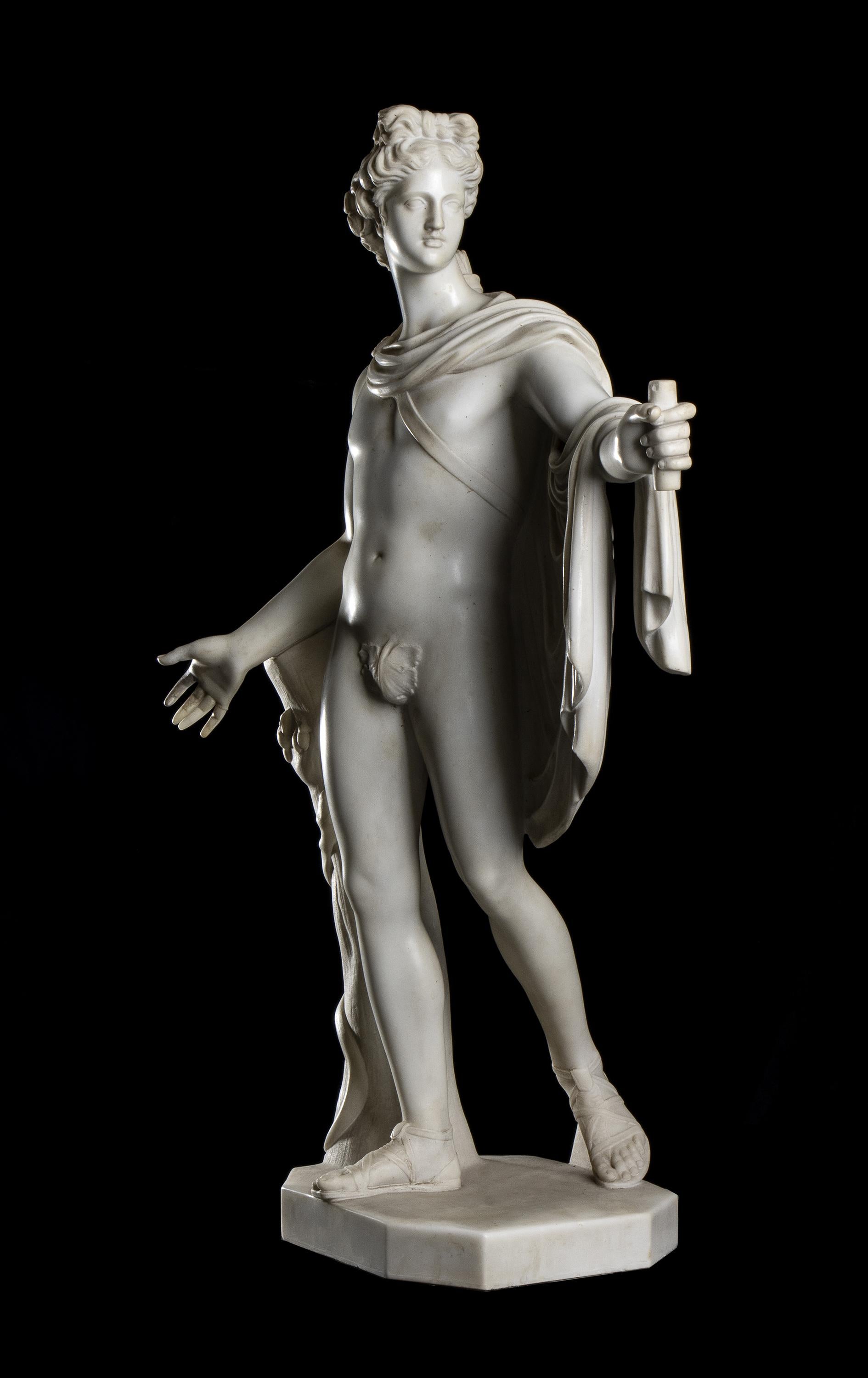  White Statuary Marble Sculpture Apollo Belvedere 19th Classical Grand Tour  7