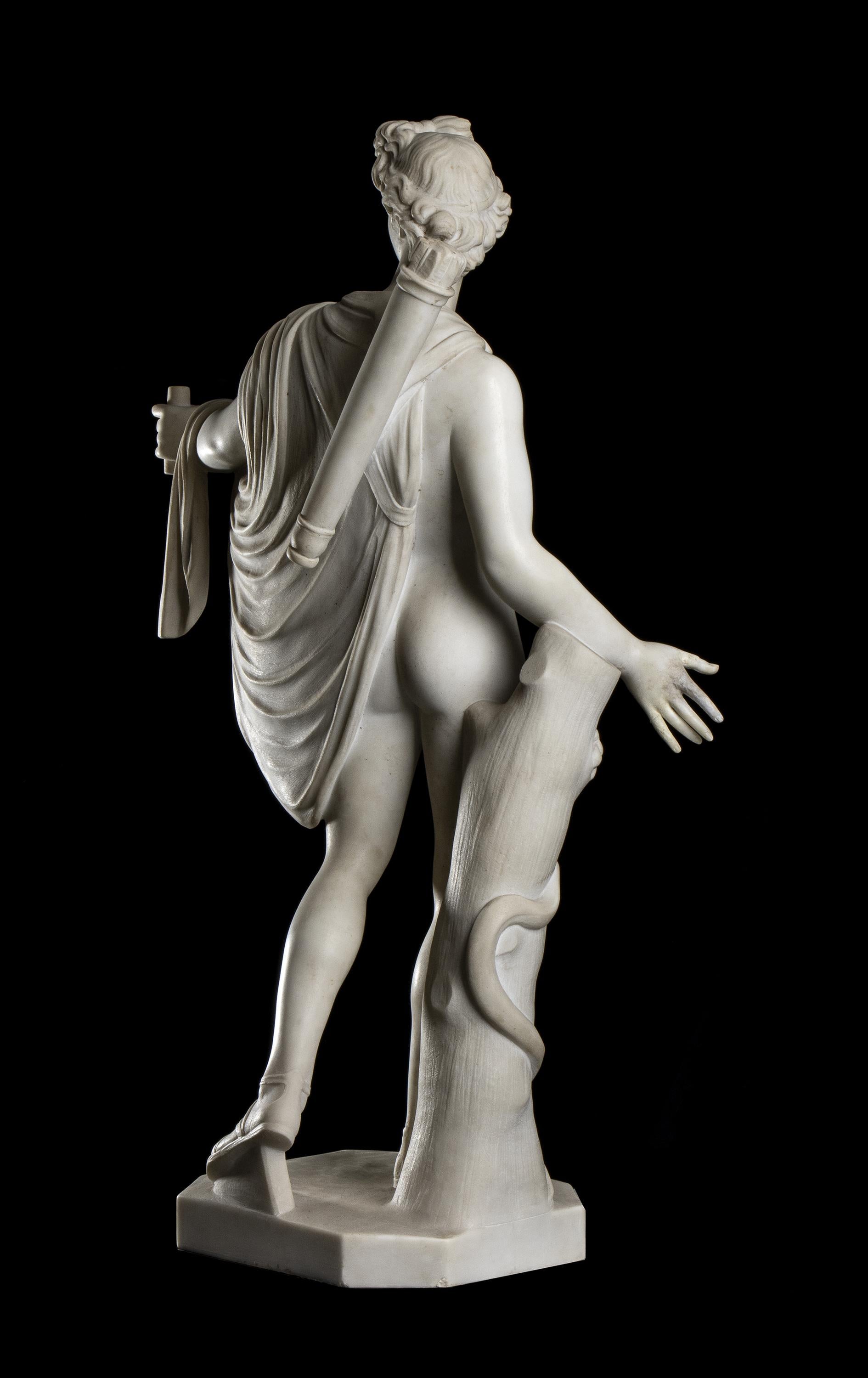  White Statuary Marble Sculpture Apollo Belvedere 19th Classical Grand Tour  - Black Nude Sculpture by Giovanni Angelo Montorsoli
