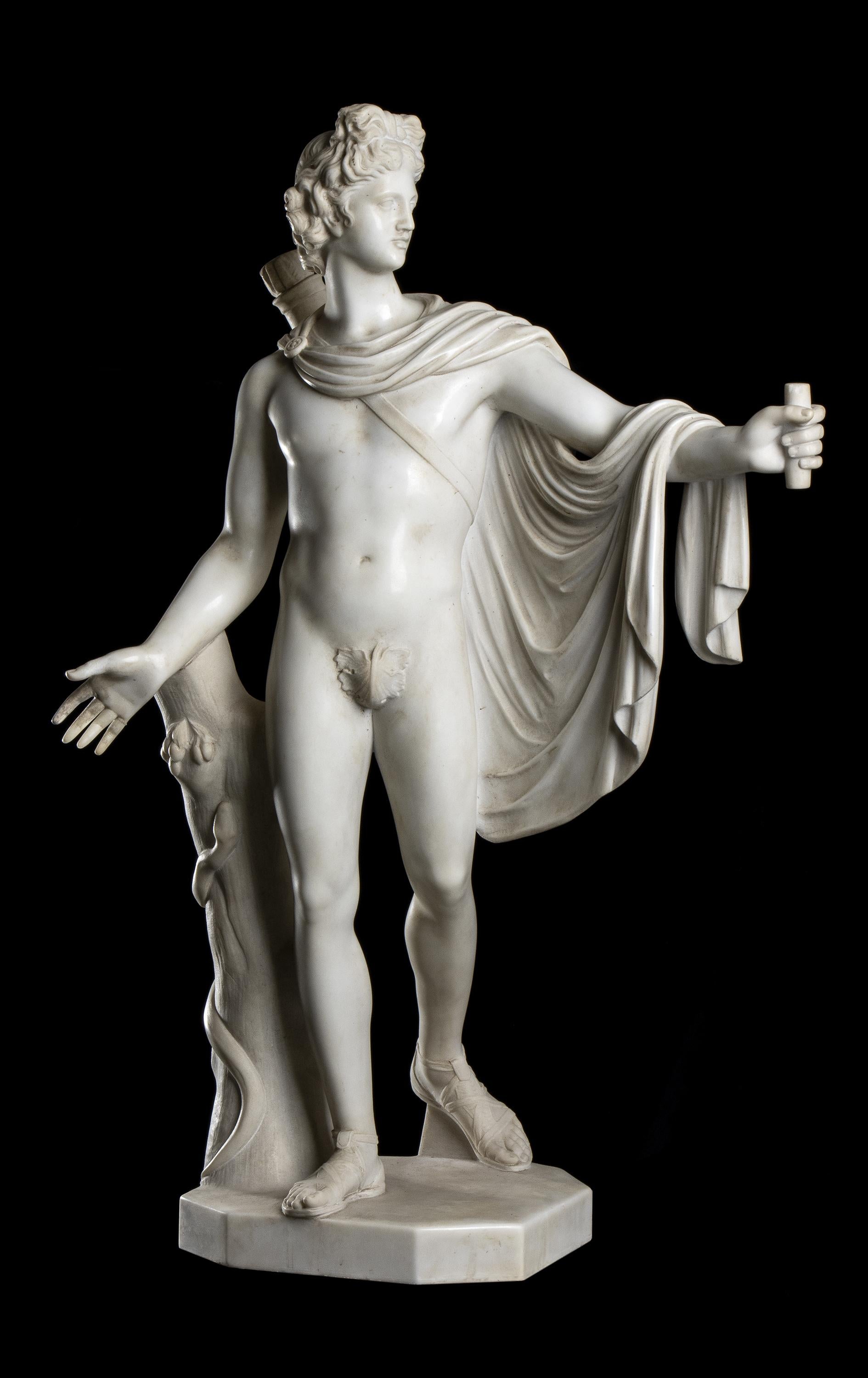  White Statuary Marble Sculpture Apollo Belvedere 19th Classical Grand Tour  2