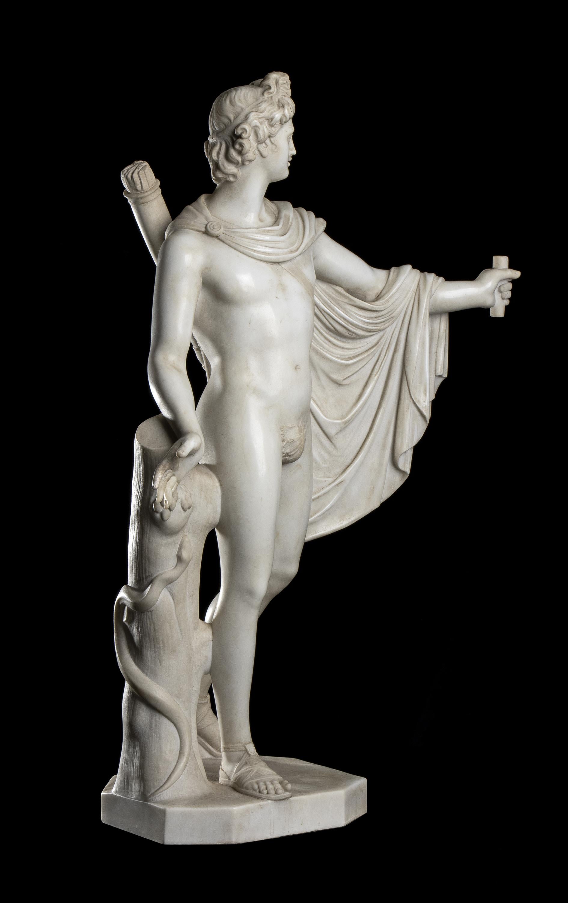  White Statuary Marble Sculpture Apollo Belvedere 19th Classical Grand Tour  3