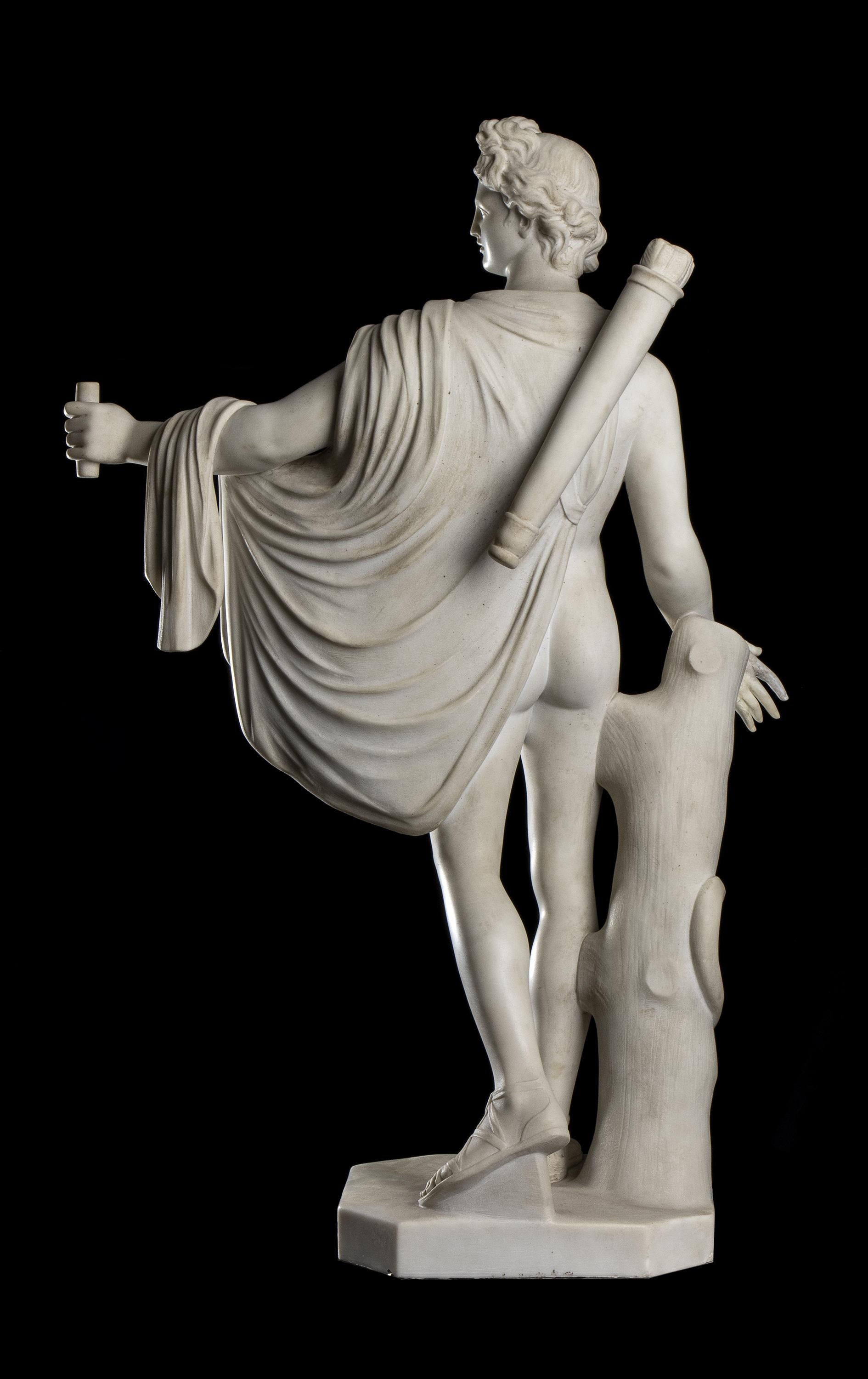  White Statuary Marble Sculpture Apollo Belvedere 19th Classical Grand Tour  4