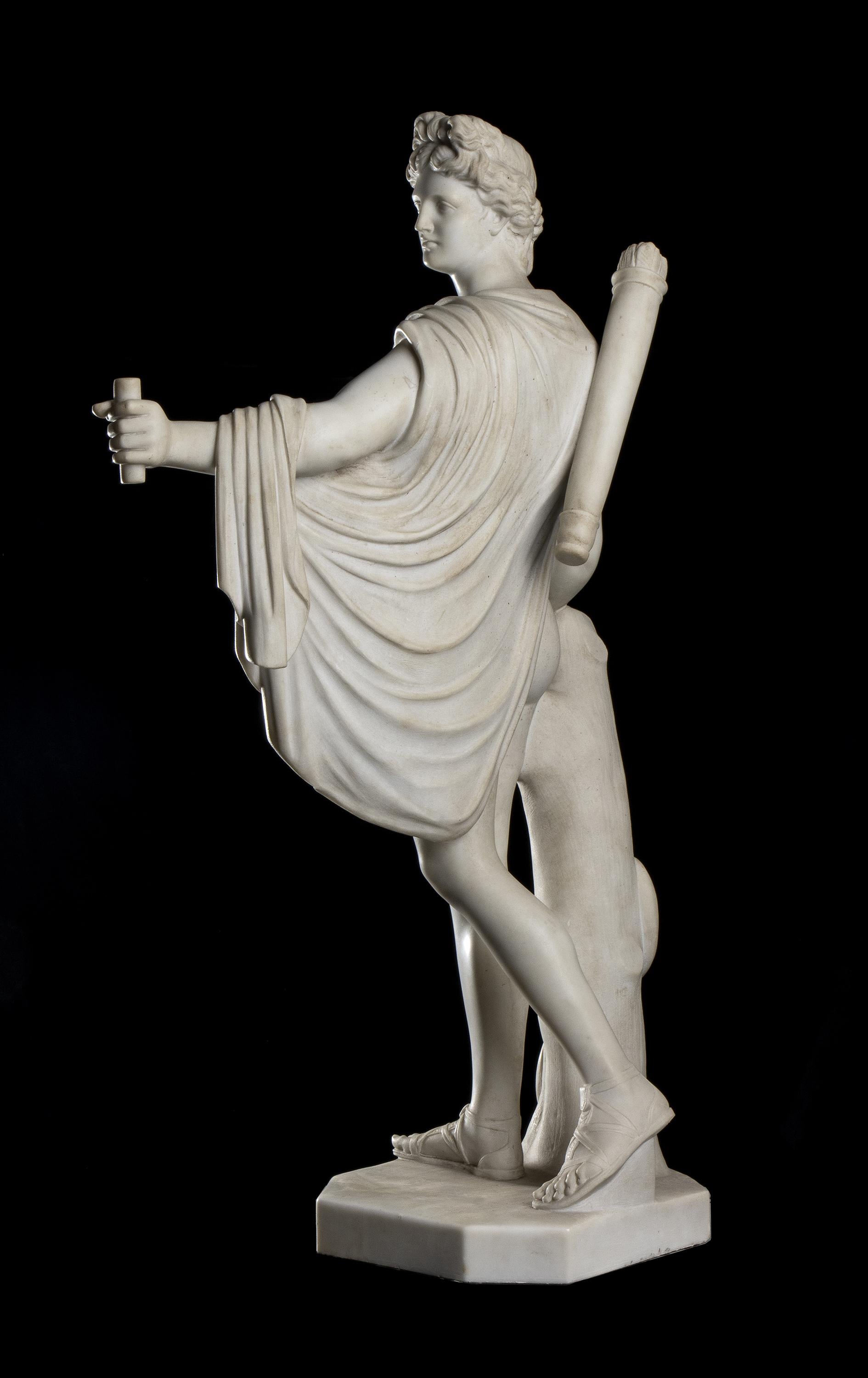  White Statuary Marble Sculpture Apollo Belvedere 19th Classical Grand Tour  5