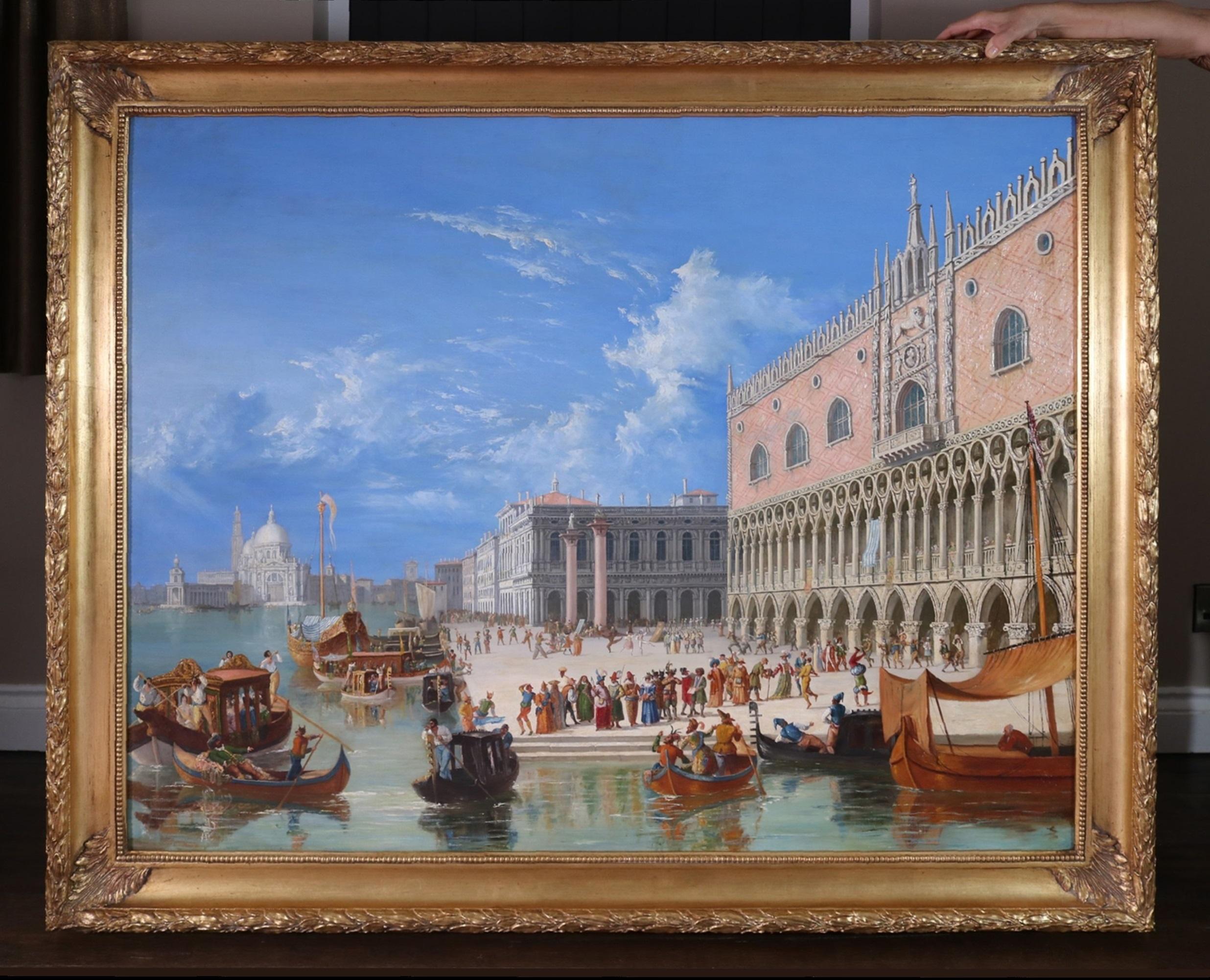 Giovanni Antonio Canal (Canaletto) Figurative Painting - Carnevale di Venetia - Large 19th Century Oil Painting of Carnival in Venice