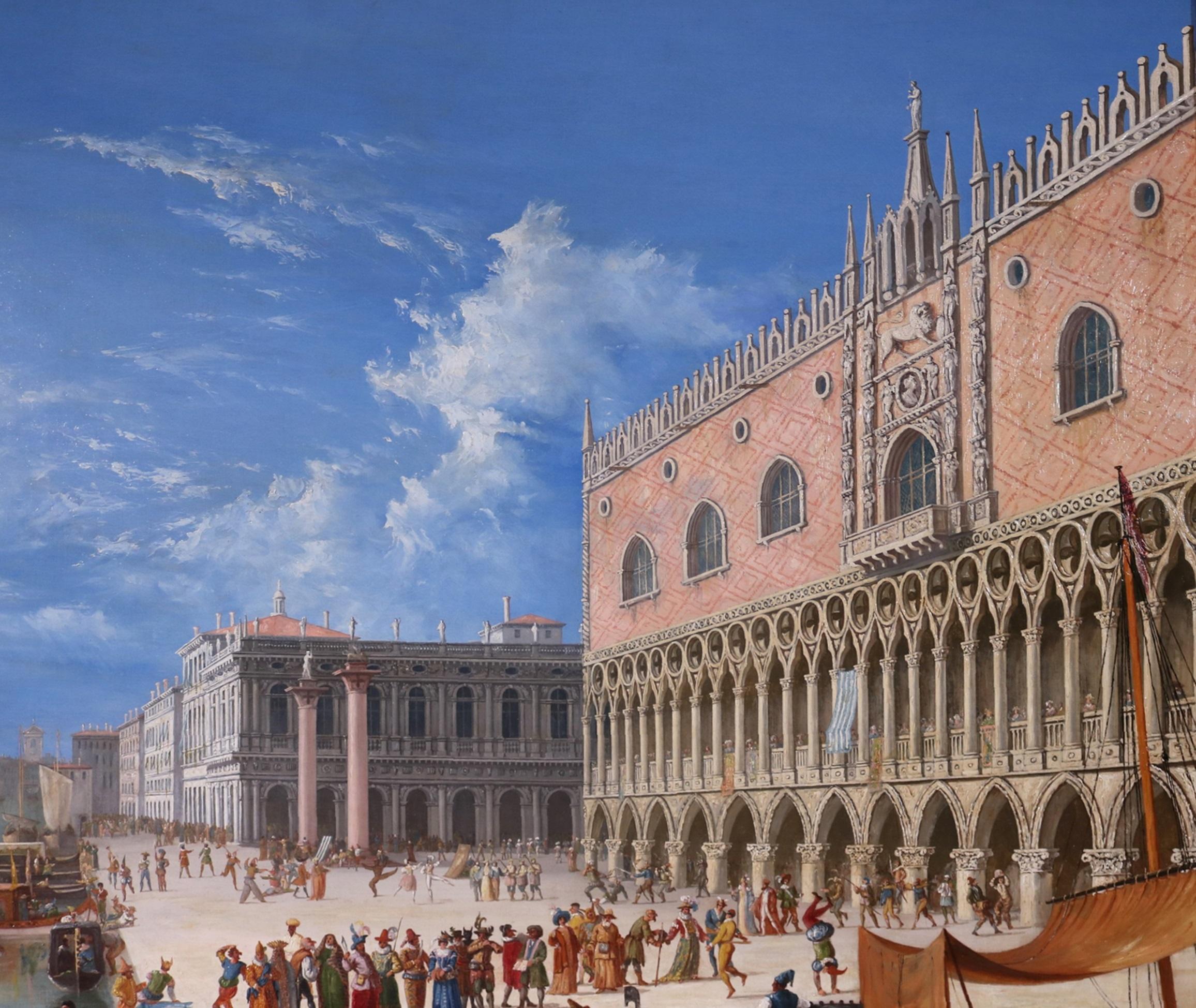 Carnevale di Venetia - Large 19th Century Oil Painting of Carnival in Venice 3