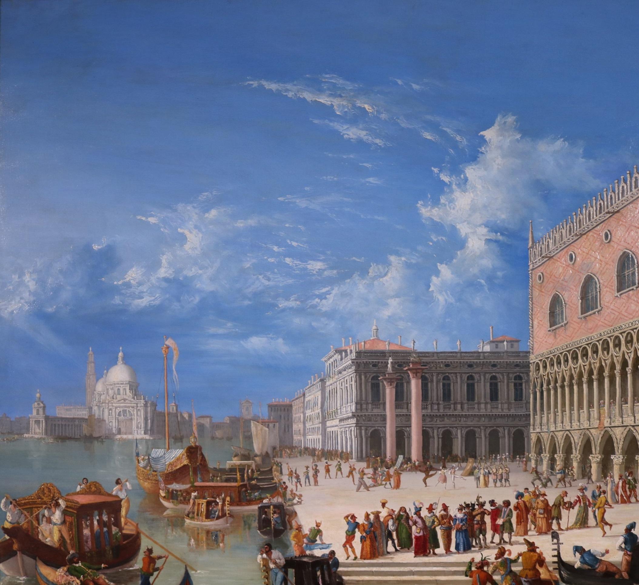 Carnevale di Venetia - Large 19th Century Oil Painting of Carnival in Venice 4