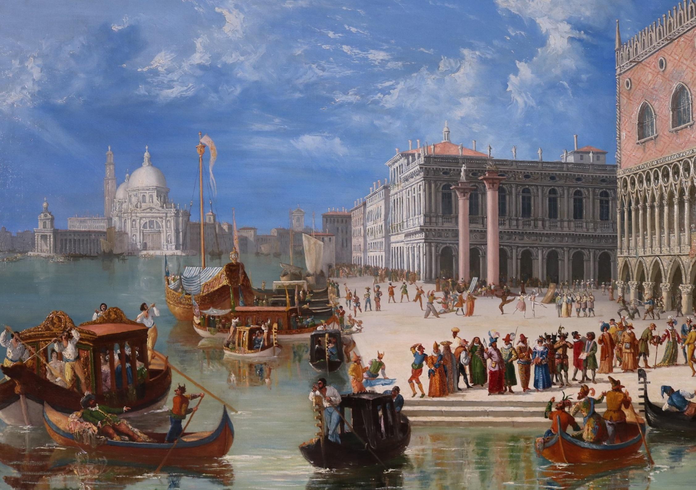 Carnevale di Venetia - Large 19th Century Oil Painting of Carnival in Venice 5