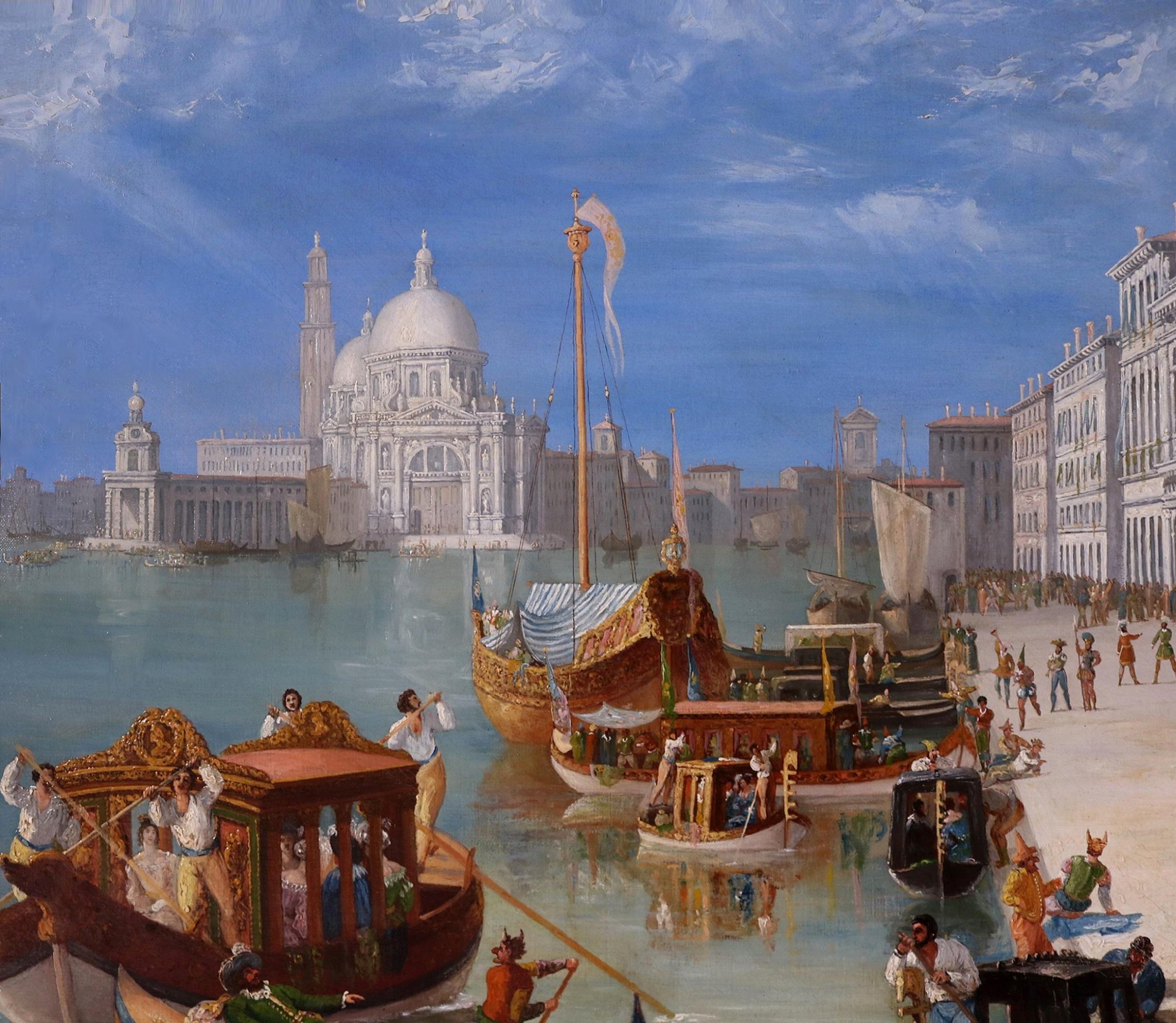 Carnevale di Venetia - Large 19th Century Oil Painting of Carnival in Venice 6