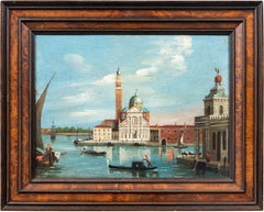 Antique Venetian vedutist (Canaletto follower) - Late 19th century painting - Venice