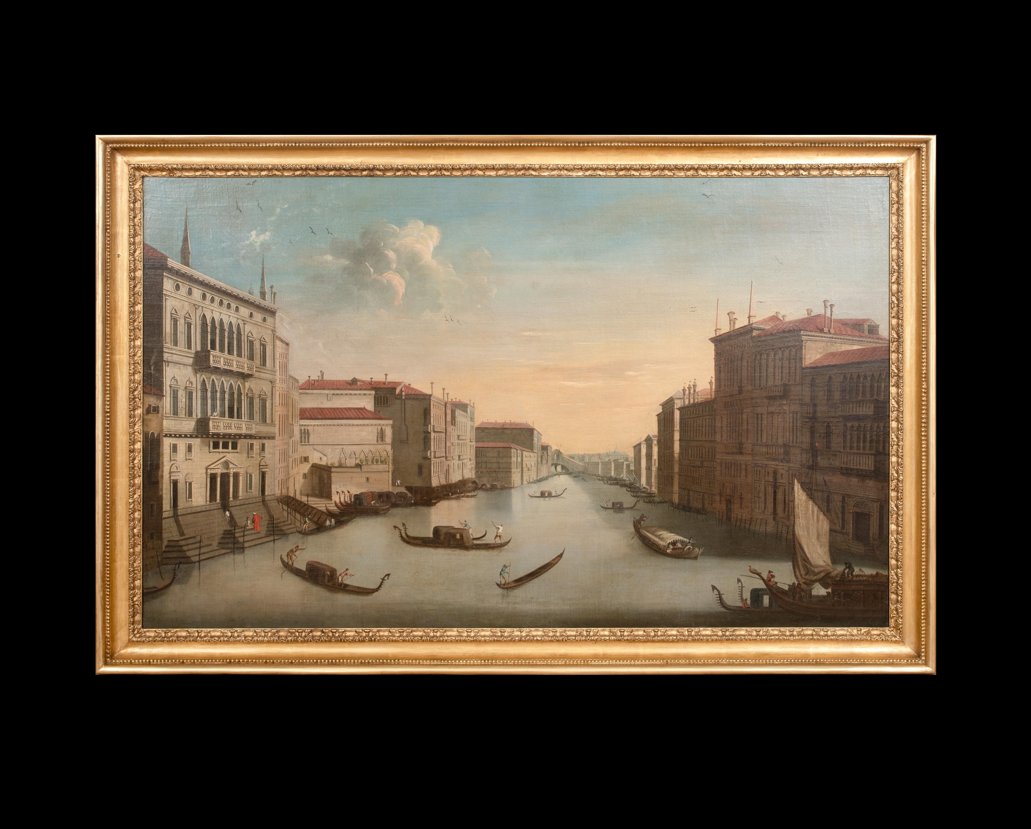 El Gran Canal, Venecia, siglo XVIII  círculo de CANALETTO (1697-1768) - Painting de Giovanni Antonio Canal (Canaletto)
