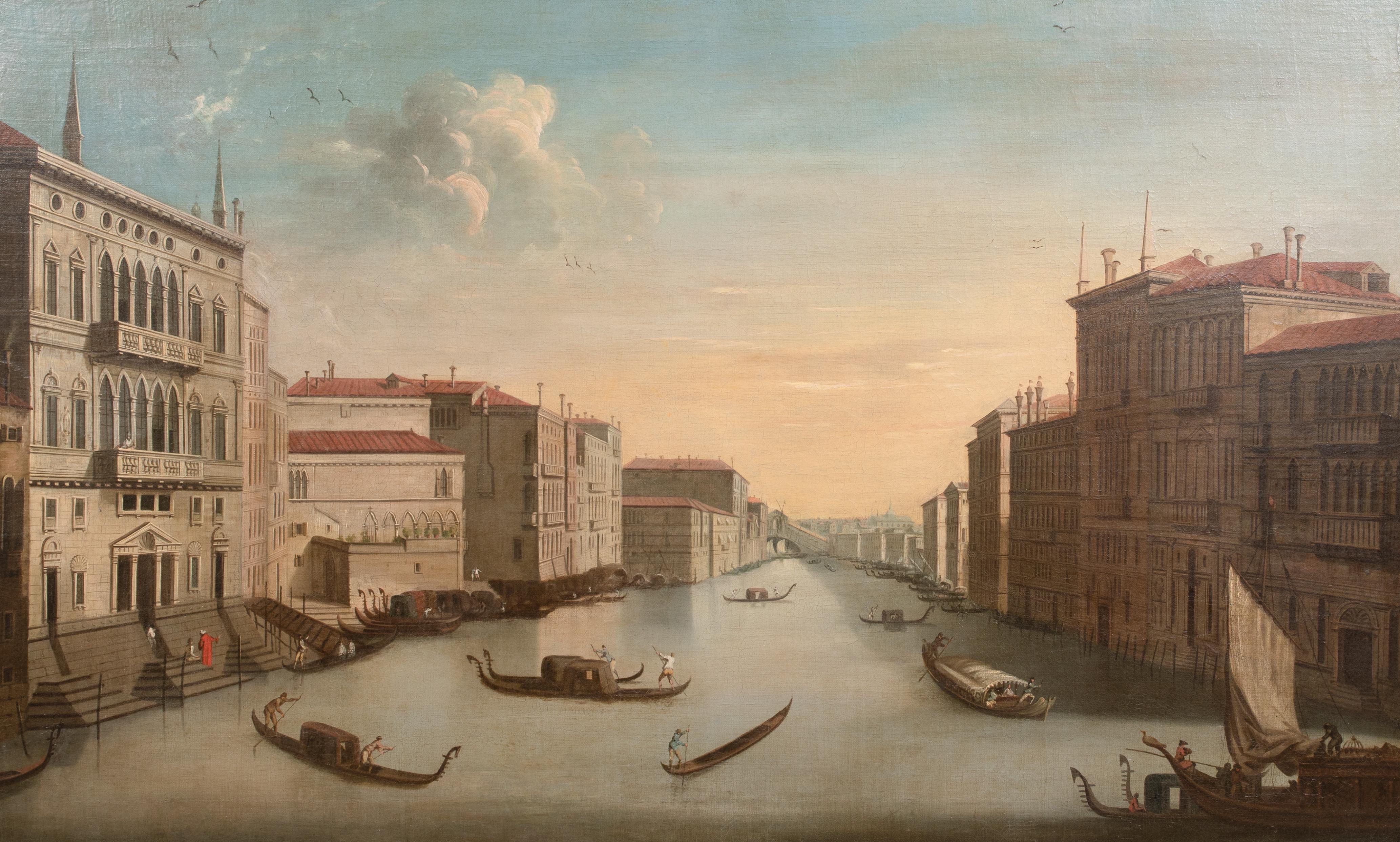 El Gran Canal, Venecia, siglo XVIII  círculo de CANALETTO (1697-1768) - Landscape Painting Marrón de Giovanni Antonio Canal (Canaletto)