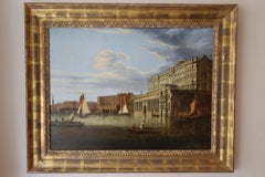 Antique 'The Parliament building by the Thames' School of Canaletto, 18th Century