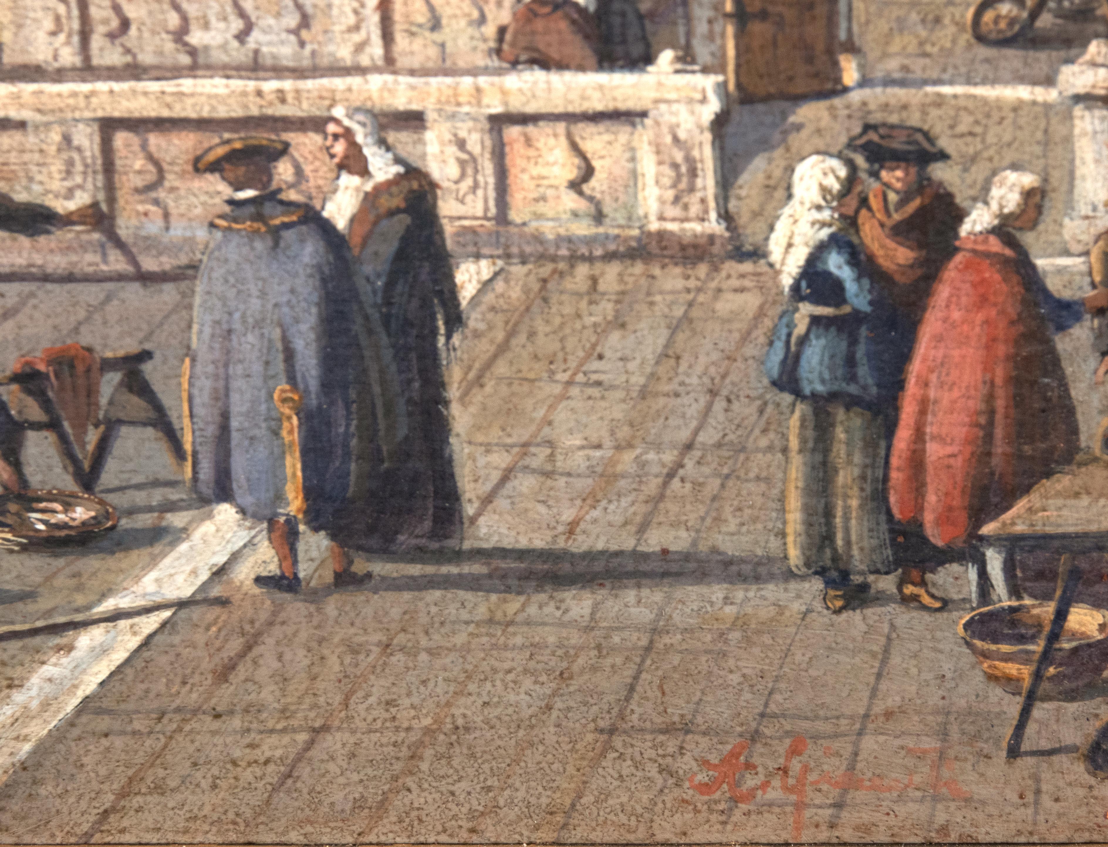 Ansicht von  Riva degli Schiavoni – Ölgemälde – spätes 18. Jahrhundert (Beige), Figurative Painting, von Giovanni Antonio Canal (Canaletto)
