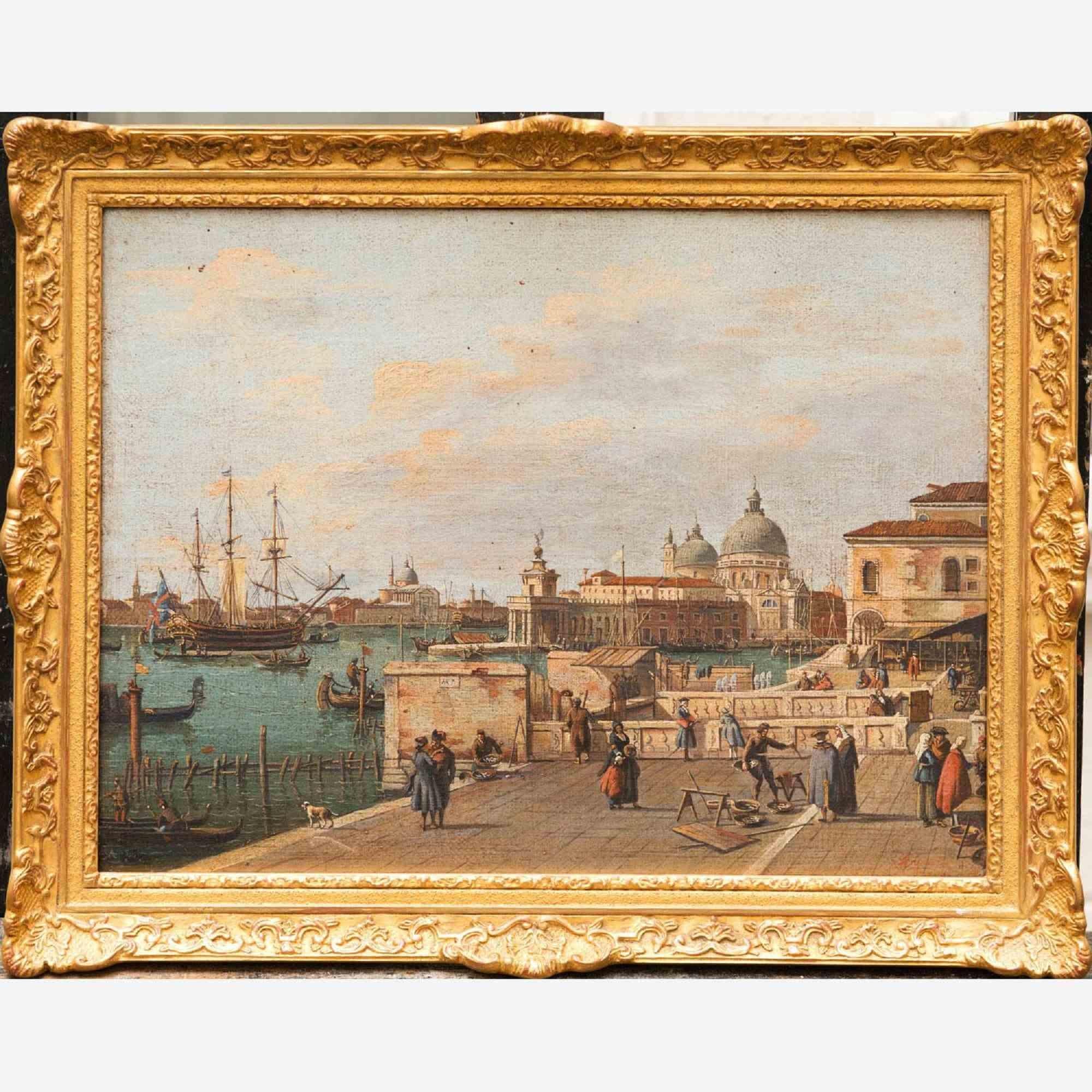 Vista de  Riva degli Schiavoni - Pintura al Óleo - Finales del siglo XVIII