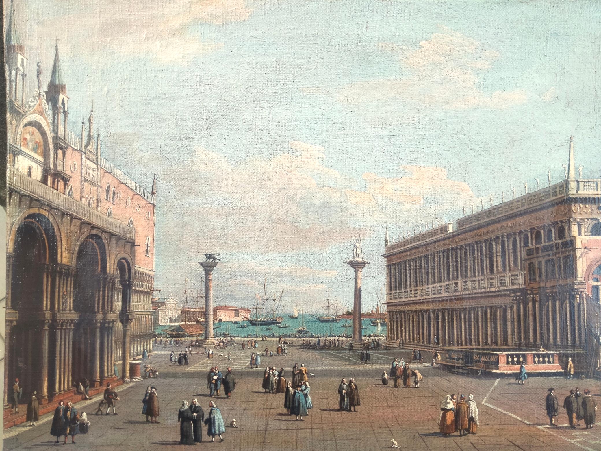 Vista de la Plaza de San Marcos - Pintura al óleo sobre lienzo - Finales del siglo XVIII - Painting Moderno de Giovanni Antonio Canal (Canaletto)