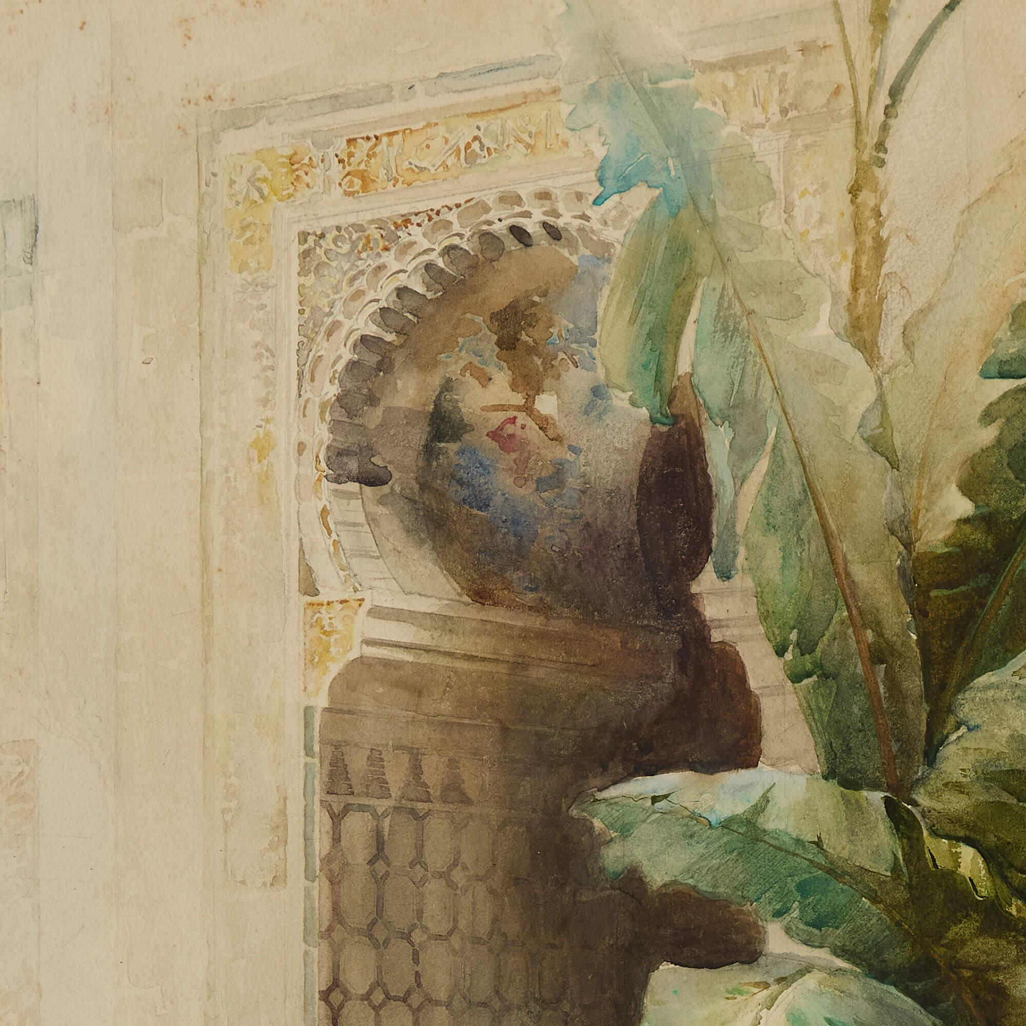 Orientalisches Aquarell Frau Dienstmädchen Interieur Giovanni Raggi Italienisch 19. im Angebot 1