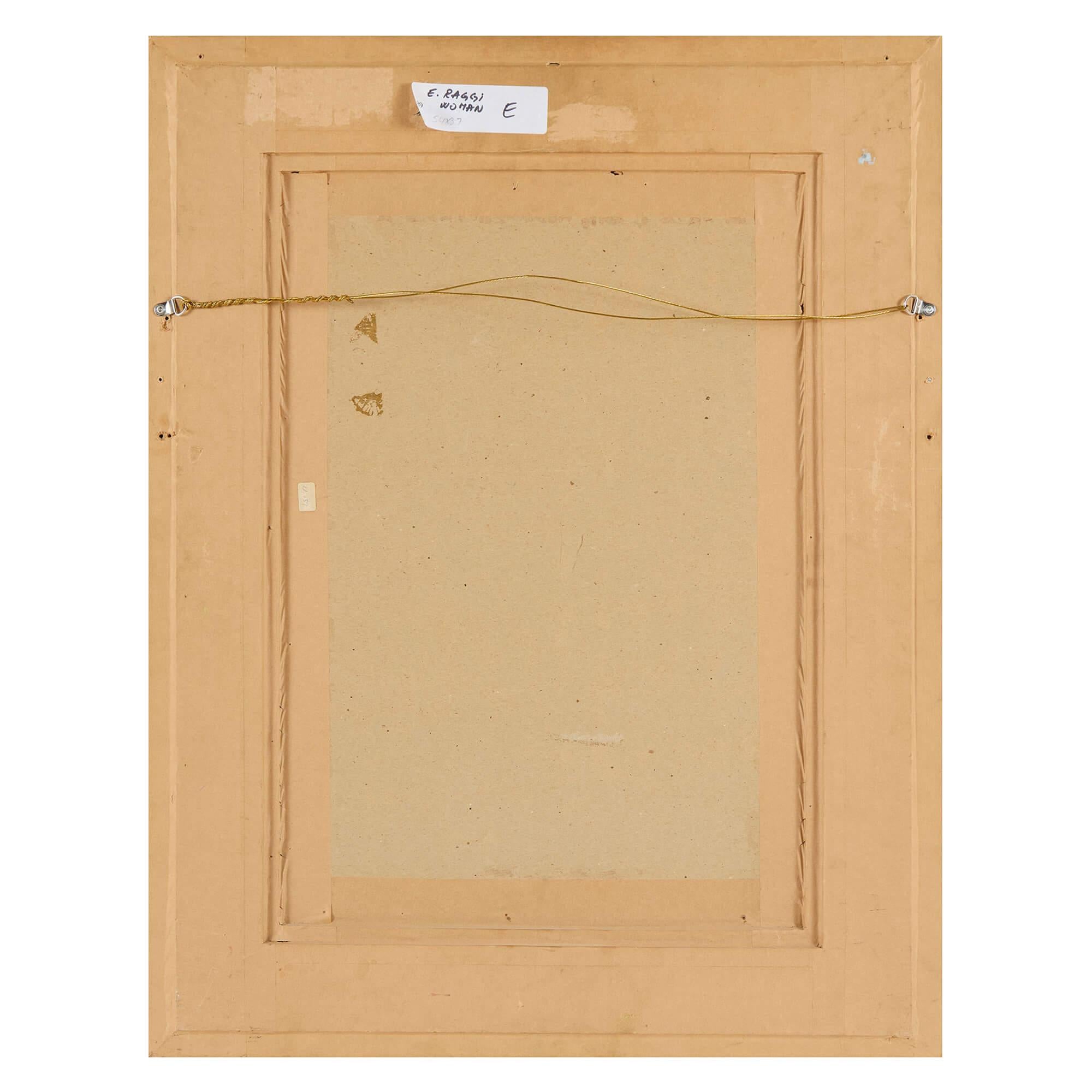Orientalisches Aquarell Frau Dienstmädchen Interieur Giovanni Raggi Italienisch 19. im Angebot 3