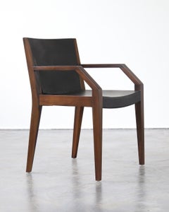 Contemporary Armchair in Exotic Wood and Wrapped Leather by Costantini, Giovanni