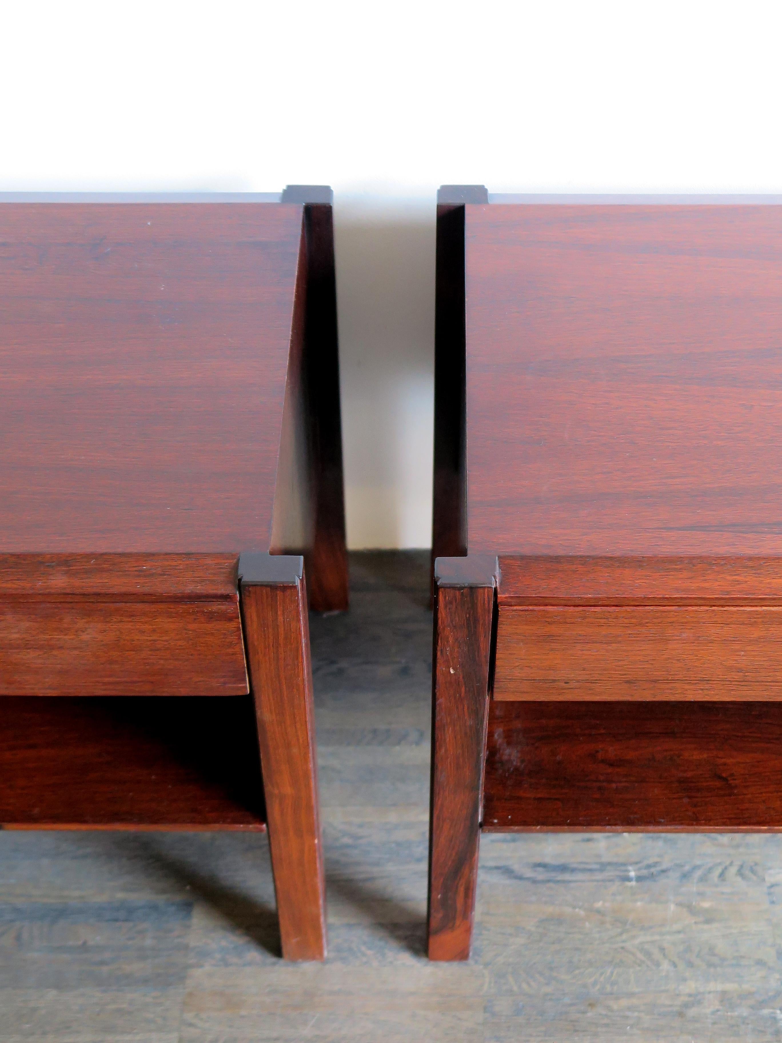 Giovanni Ausenda Midcentury Modern Dark Wood Nightstands for Stilwood, 1960s 4