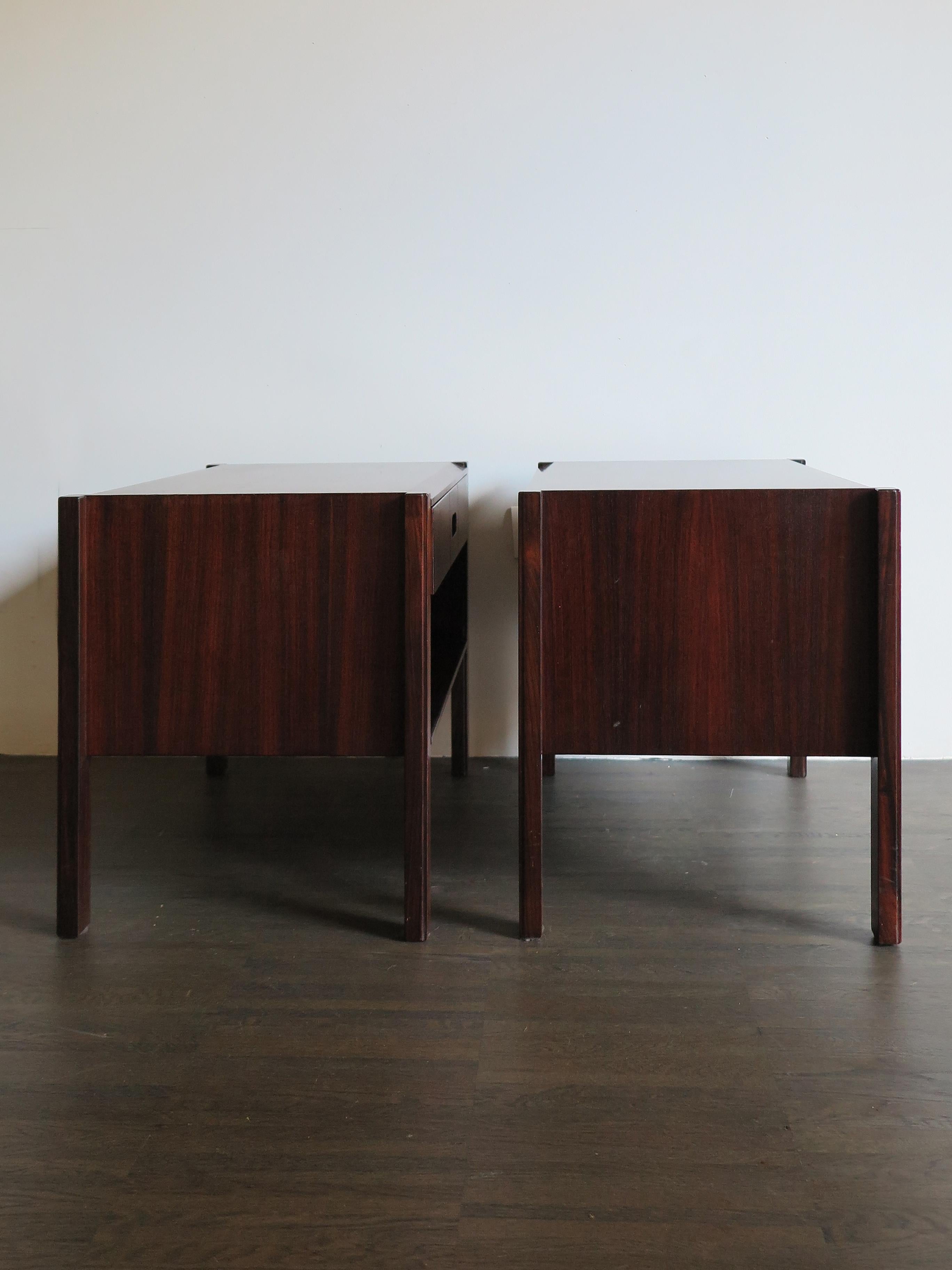 Italian Giovanni Ausenda Midcentury Modern Dark Wood Nightstands for Stilwood, 1960s