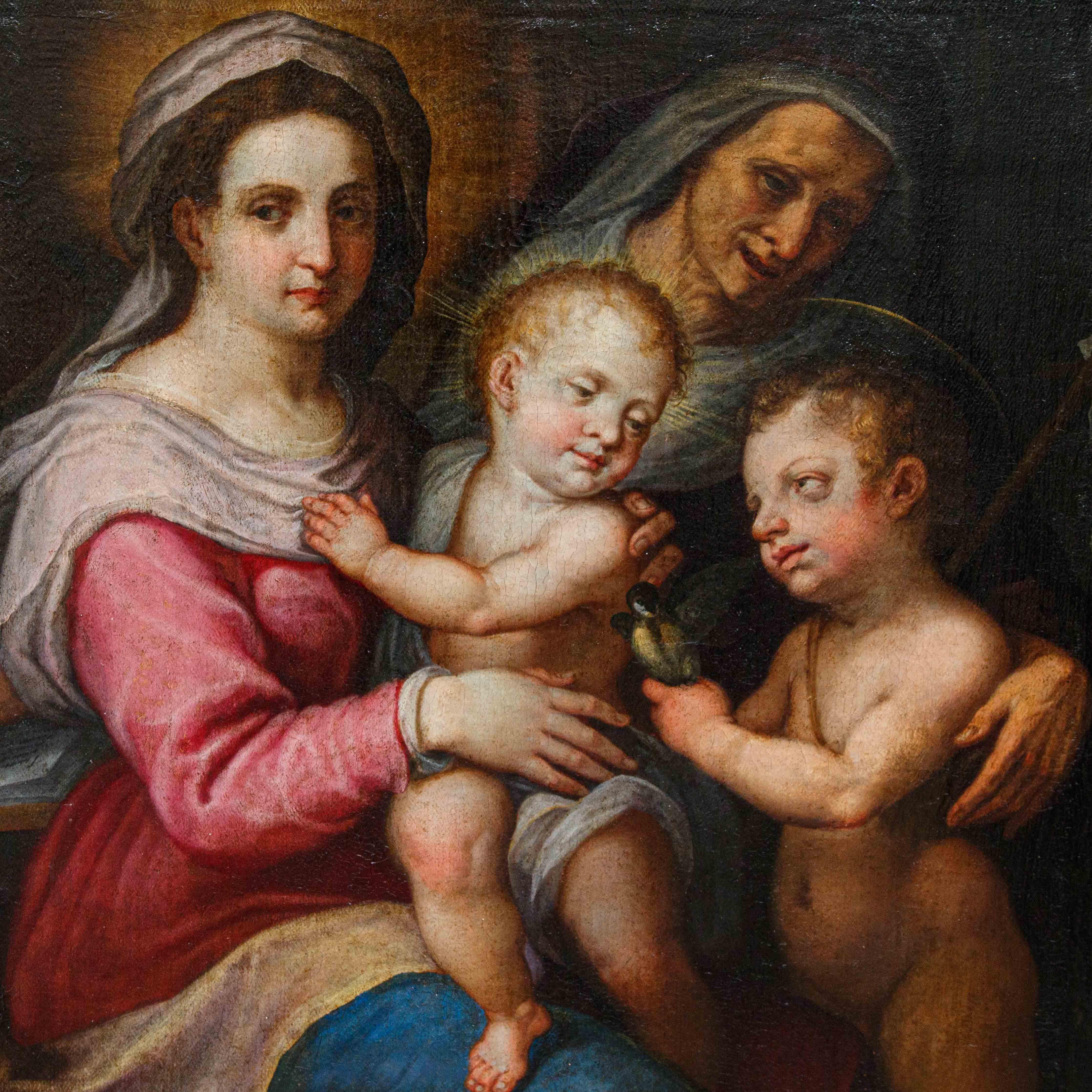 Madonna and Child with Saints Oil on canvas Giovanni Balducci known as Cosci - Painting by Giovanni Balducci detto il Cosci