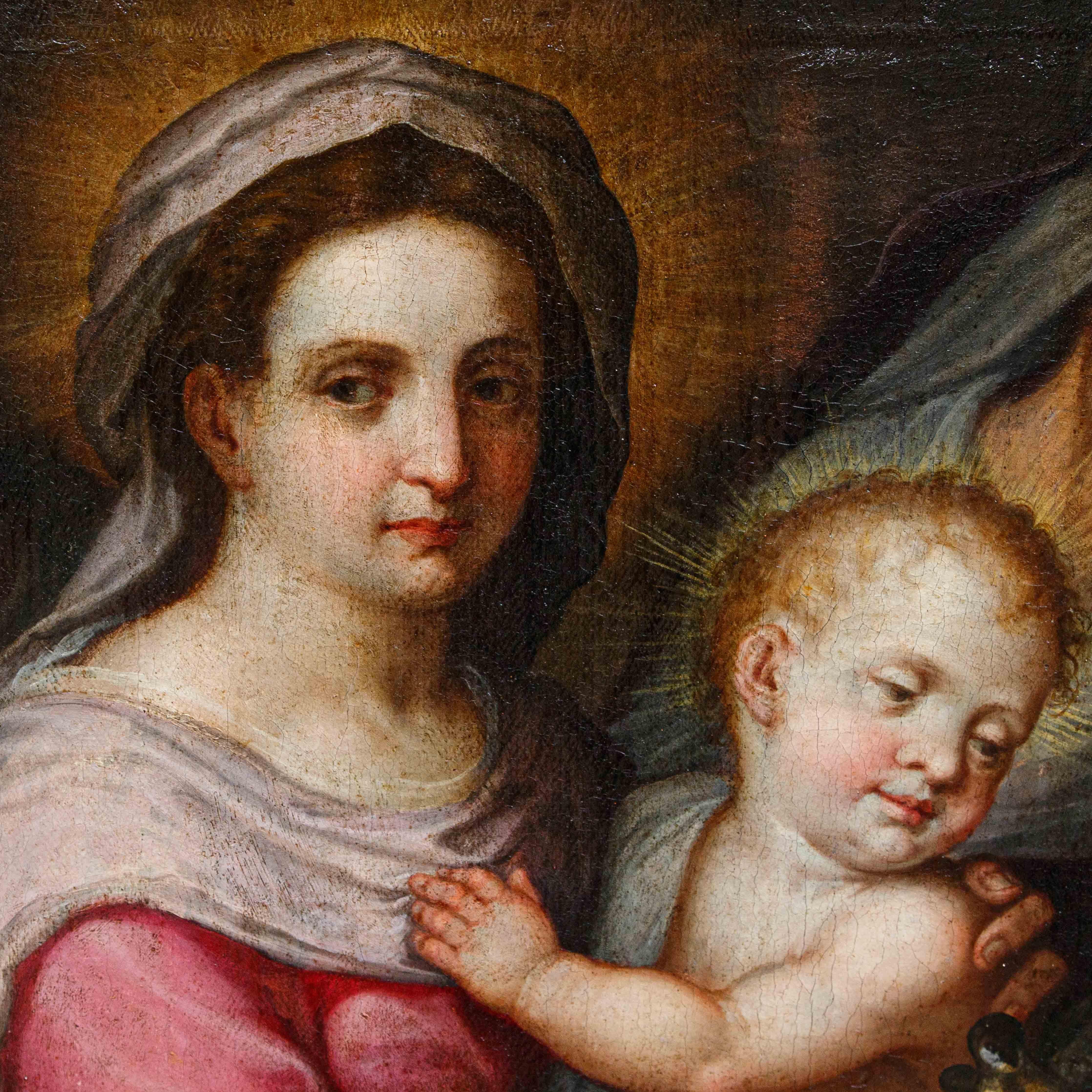 Madonna mit Kind und Heiligen Öl auf Leinwand Giovanni Balducci, genannt Cosci im Angebot 3