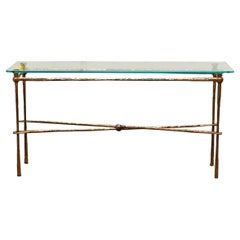Giovanni Banci for Hermes Console in Hammered Golden Iron and Glass, Italy 19